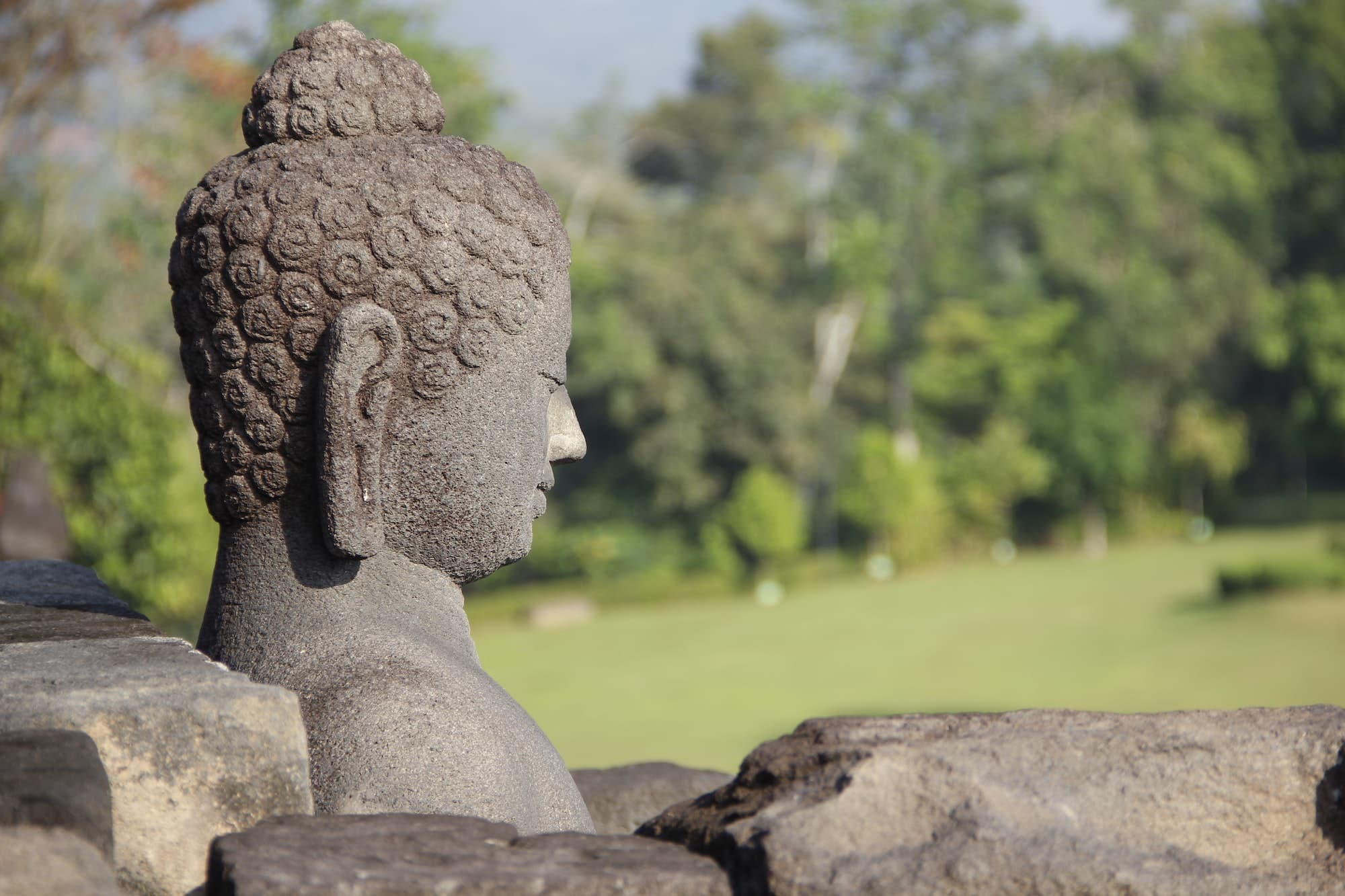 A figure of a face in The Borobudur Temple. Indonesia