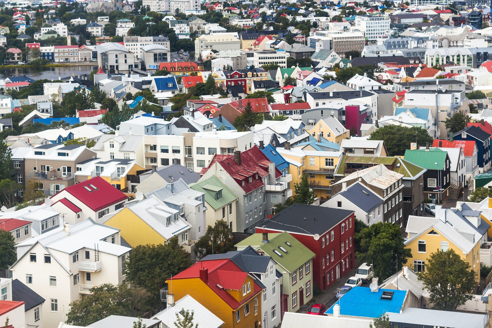 above view of residential houses in Reykjavik