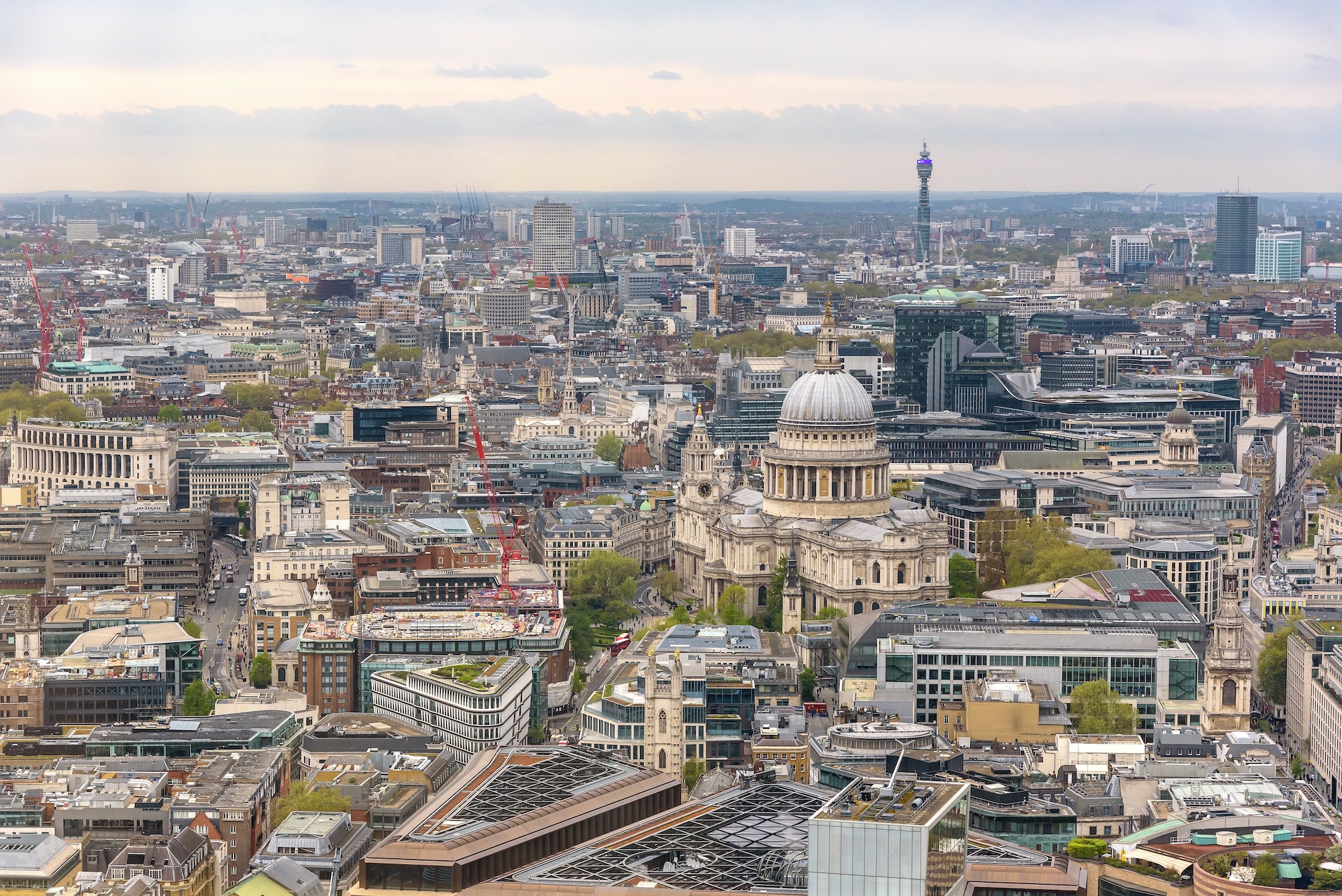Aerial view of London downtown