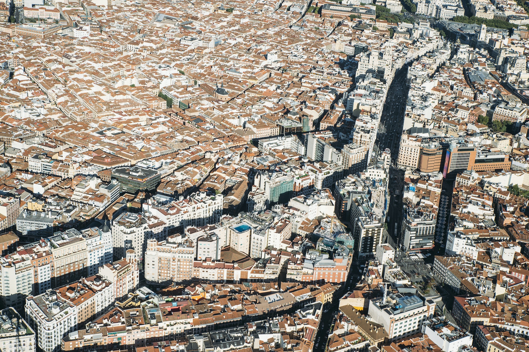 Air view of great way in Madrid, Spain