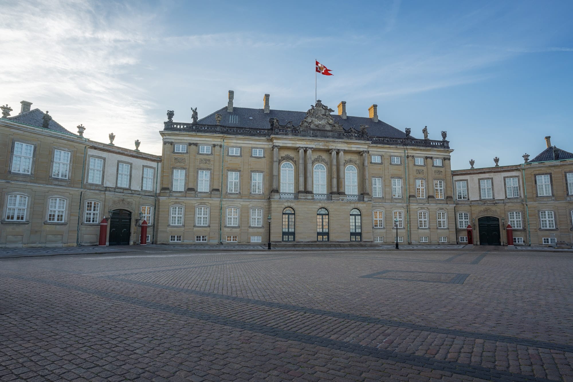 Amalienborg Palace - Christian VIII's Palace with the Royal House Standard - Copenhagen, Denmark