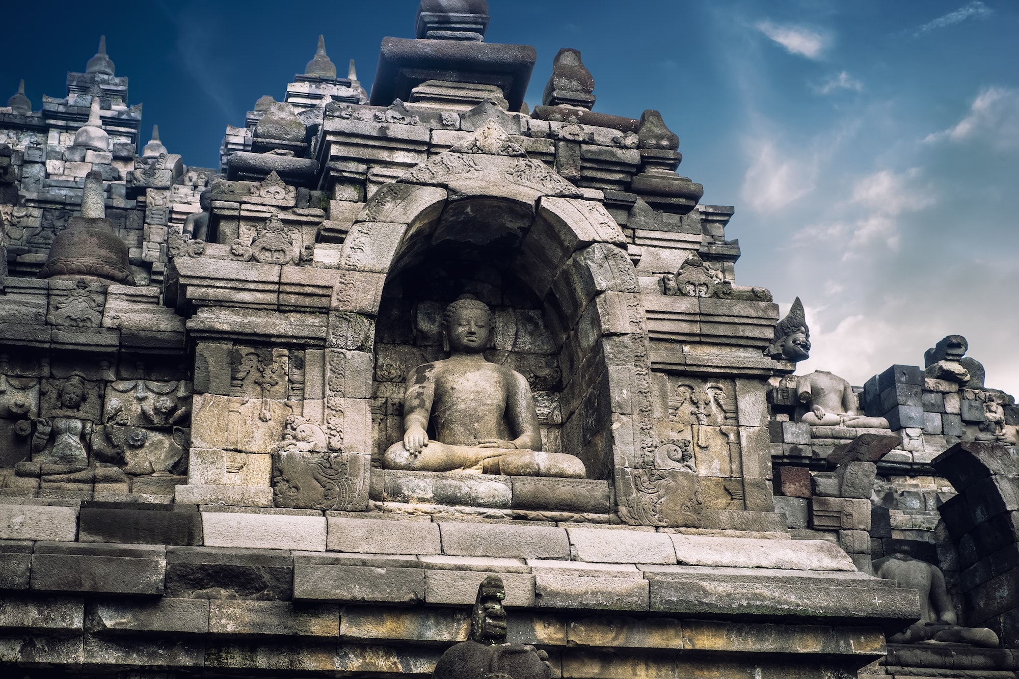 Ancient Borobudur Buddhist temple. Java, Indonesia