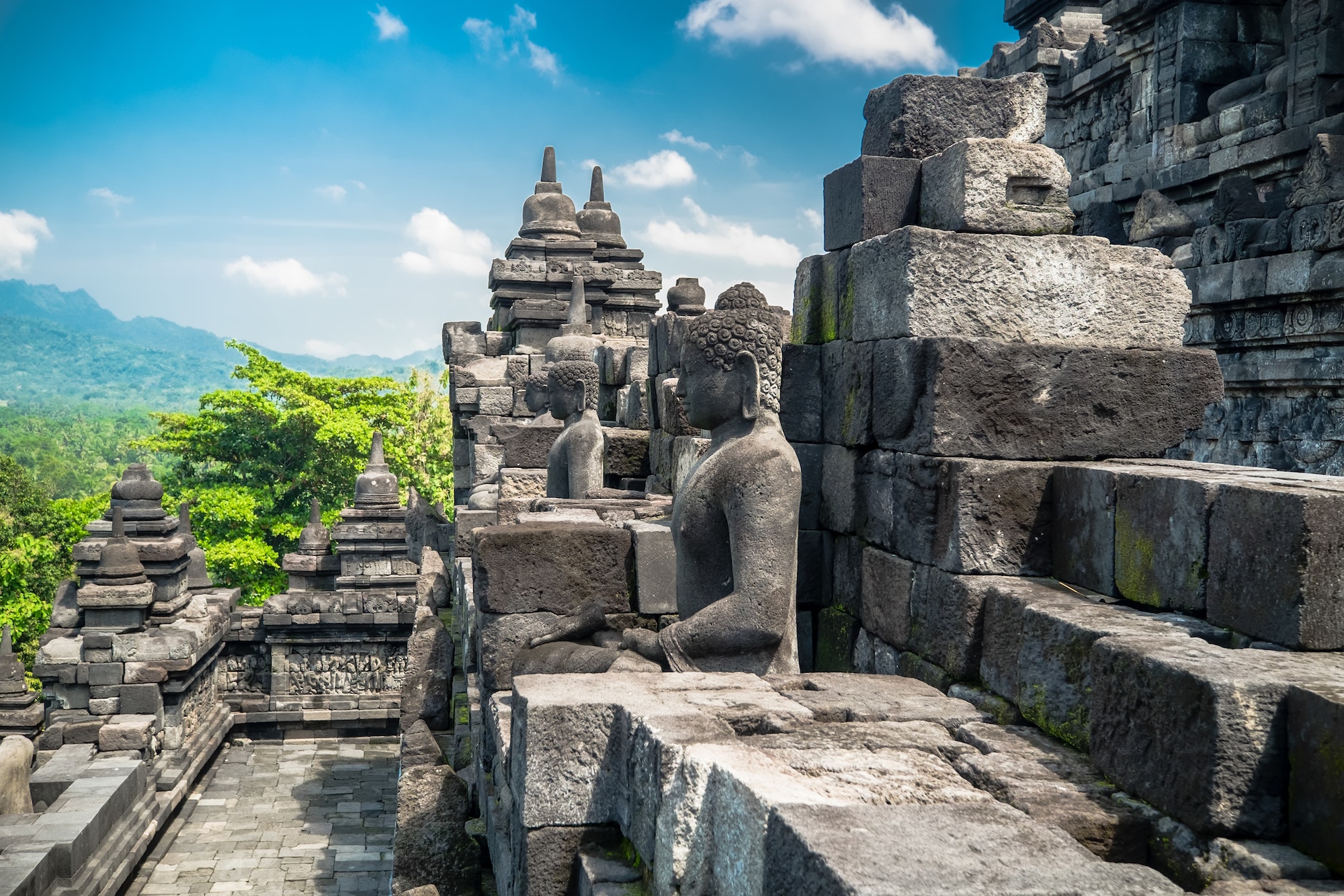 Ancient Borobudur Buddhist temple. Java, Indonesia