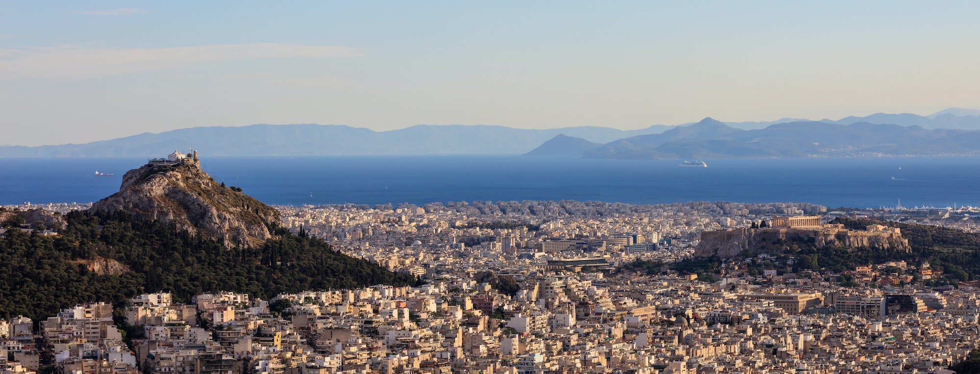 Athens, Greece - Panoramic view of Acropolis and Lycabettus