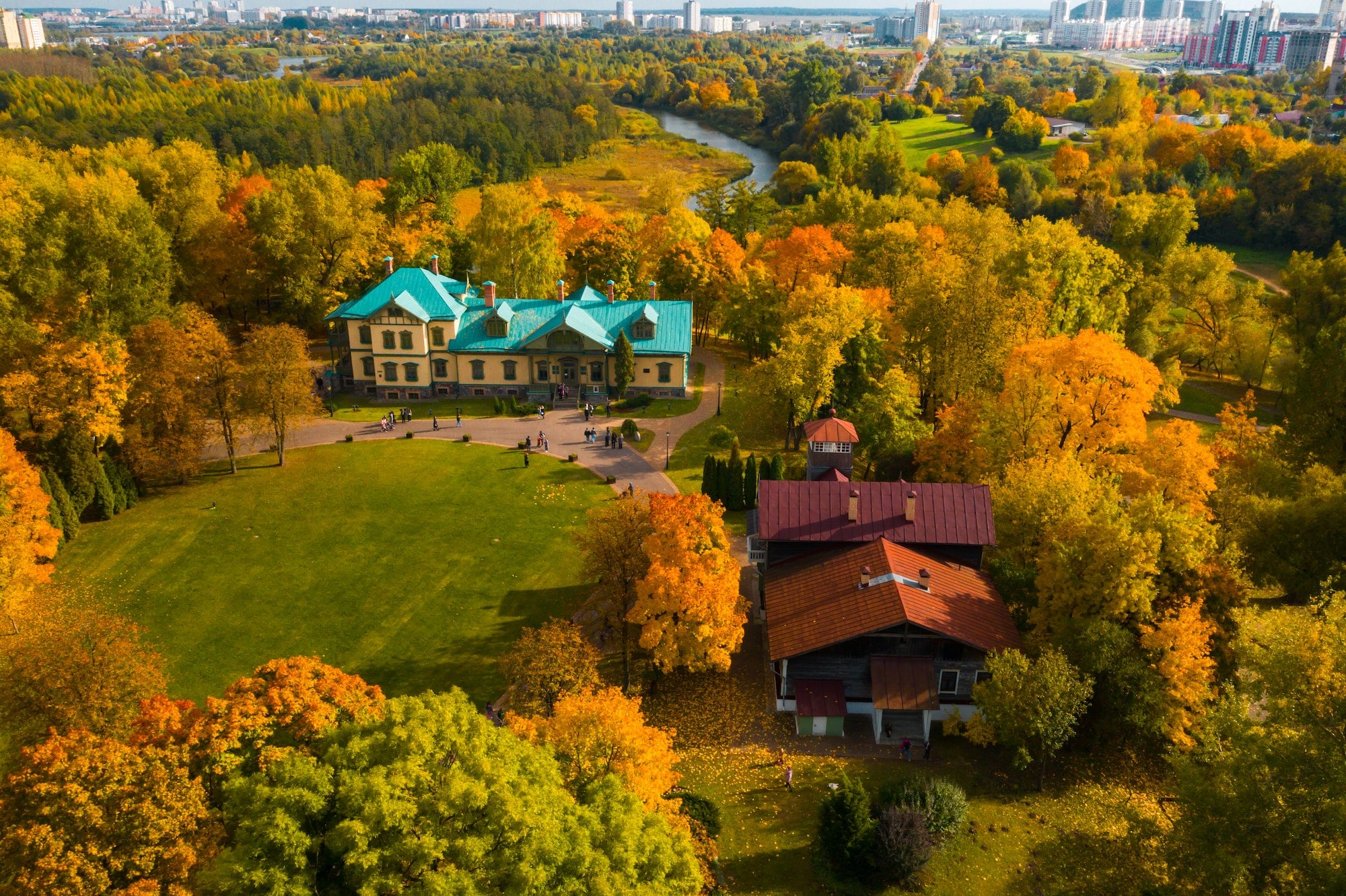 Autumn landscape in Loshitsky Park in Minsk. Belarus.Golden autumn