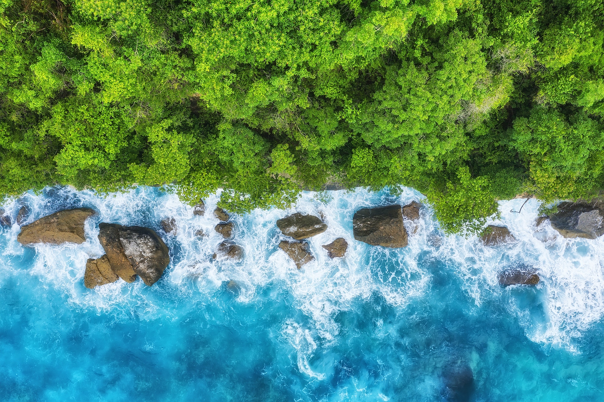 Bali island, Indonesia. Coast as a background from top view.