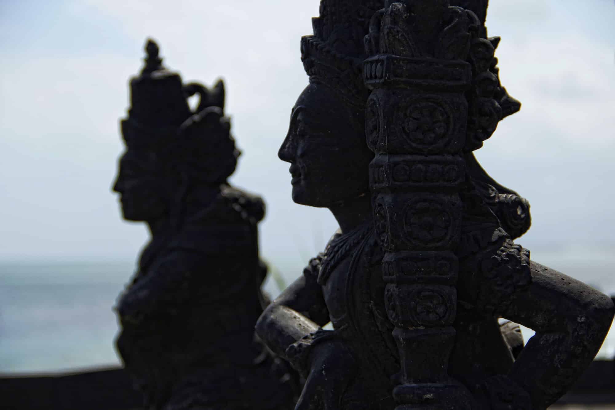 Beautiful figures in the Tanah Lot temple. Indonesia