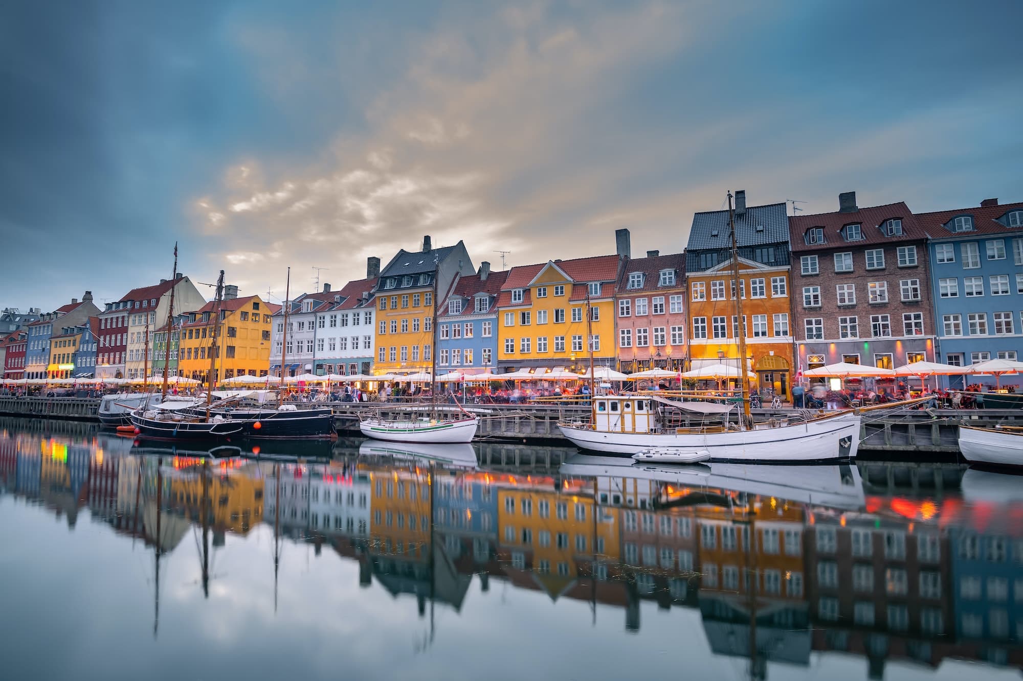 Beautiful nyhavn area in Copenhagen city in Denmark