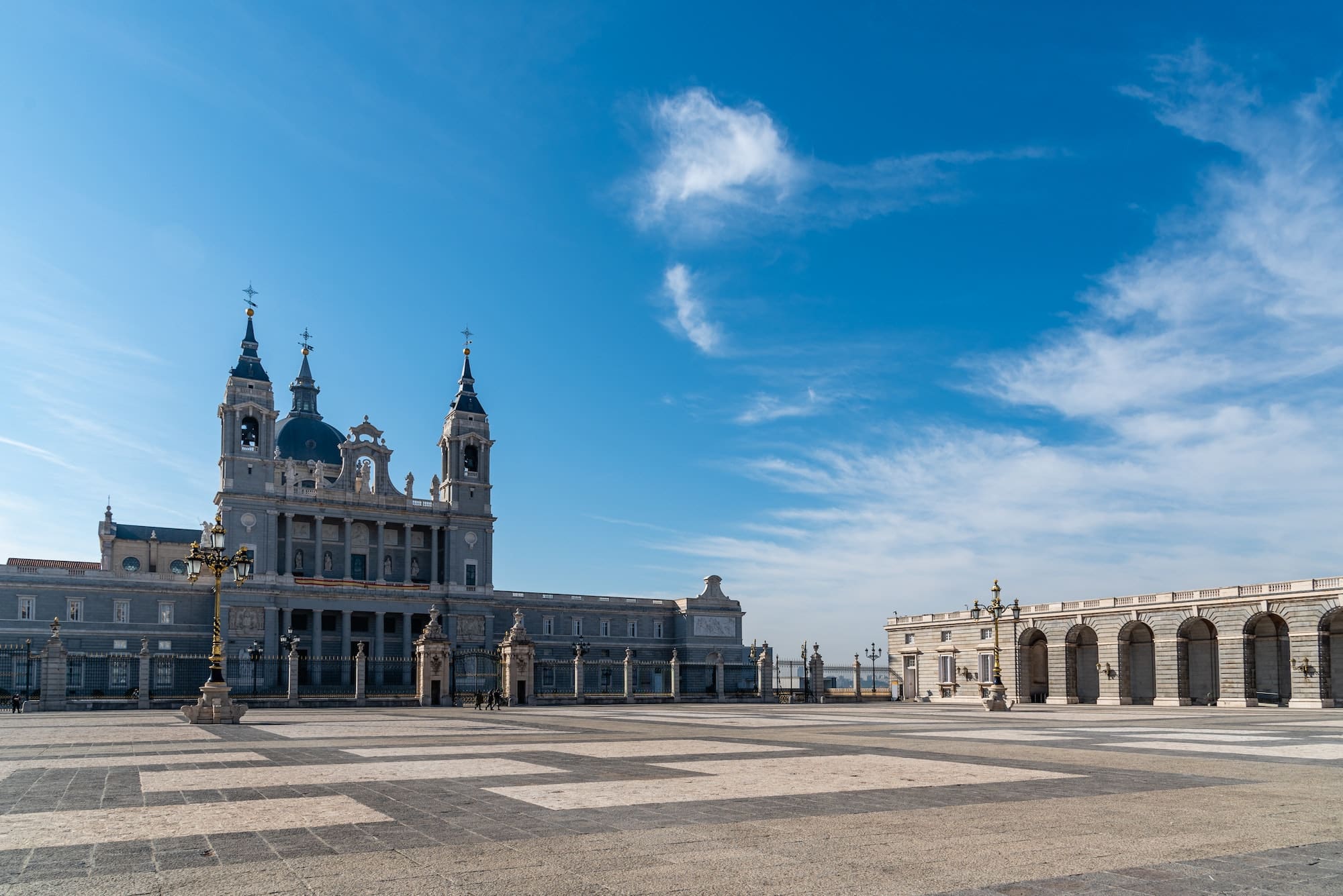 Beautiful view of Cathedral of La Almudena in Madrid,Spain