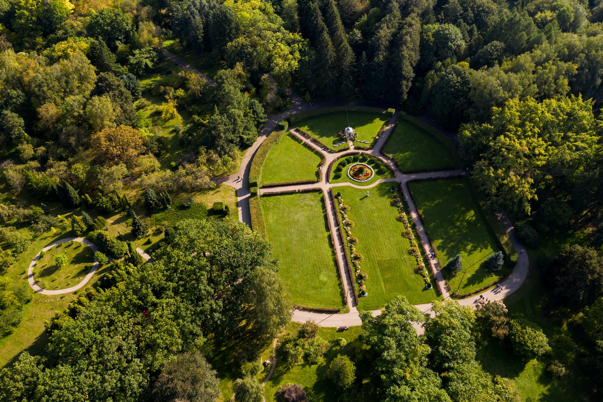 Botanical garden in the city of Minsk. Green garden in English style.Belarus