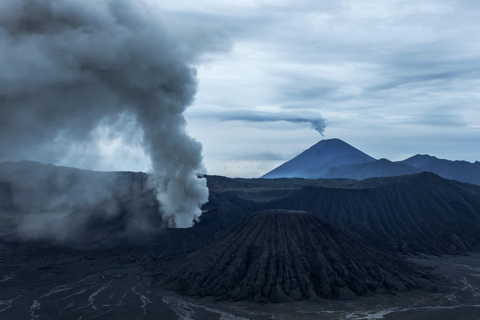 Bromo volcano eruption on Java island in Indonesia