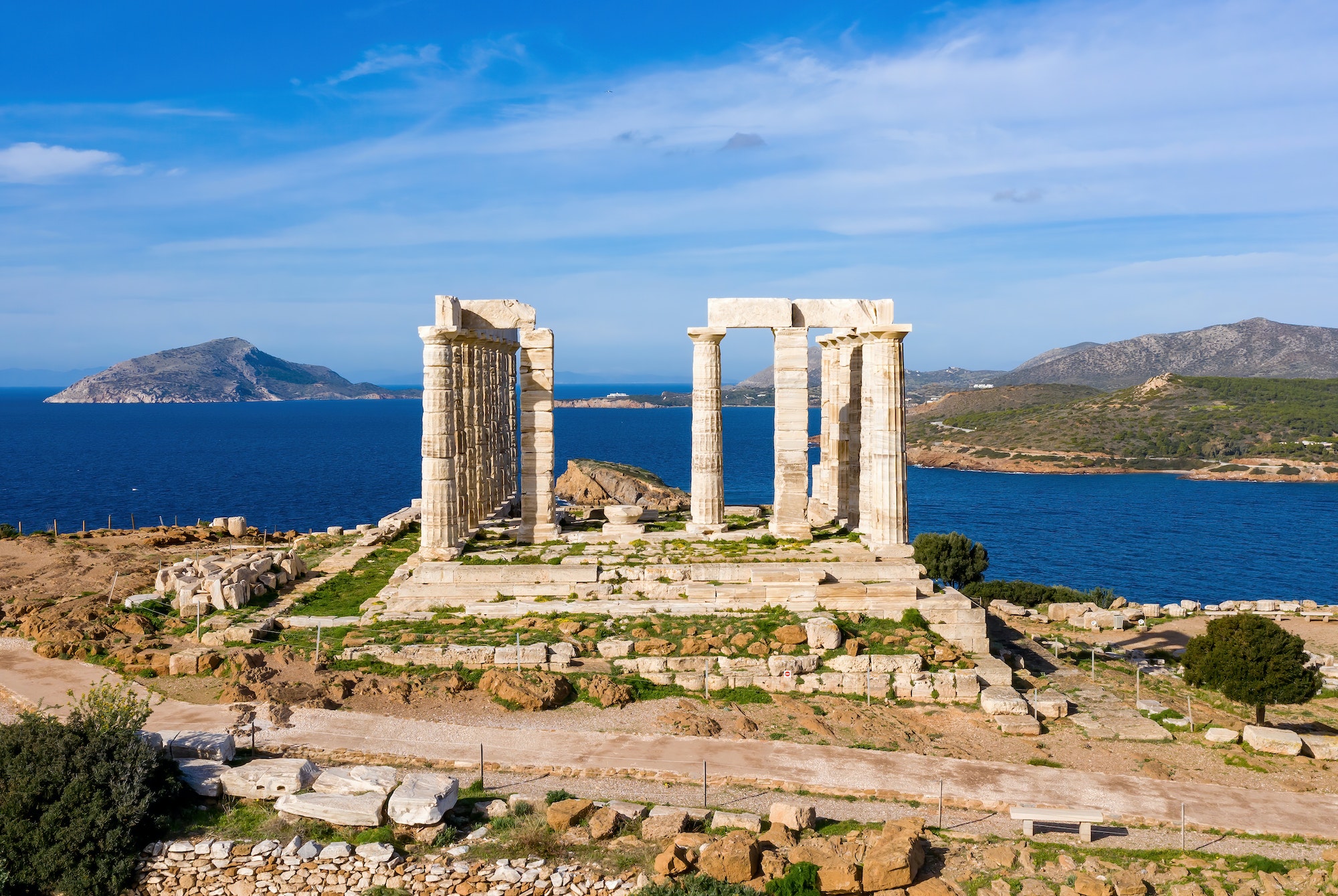 Cape Sounio, Poseidon temple archaeological site, Attica, Greece