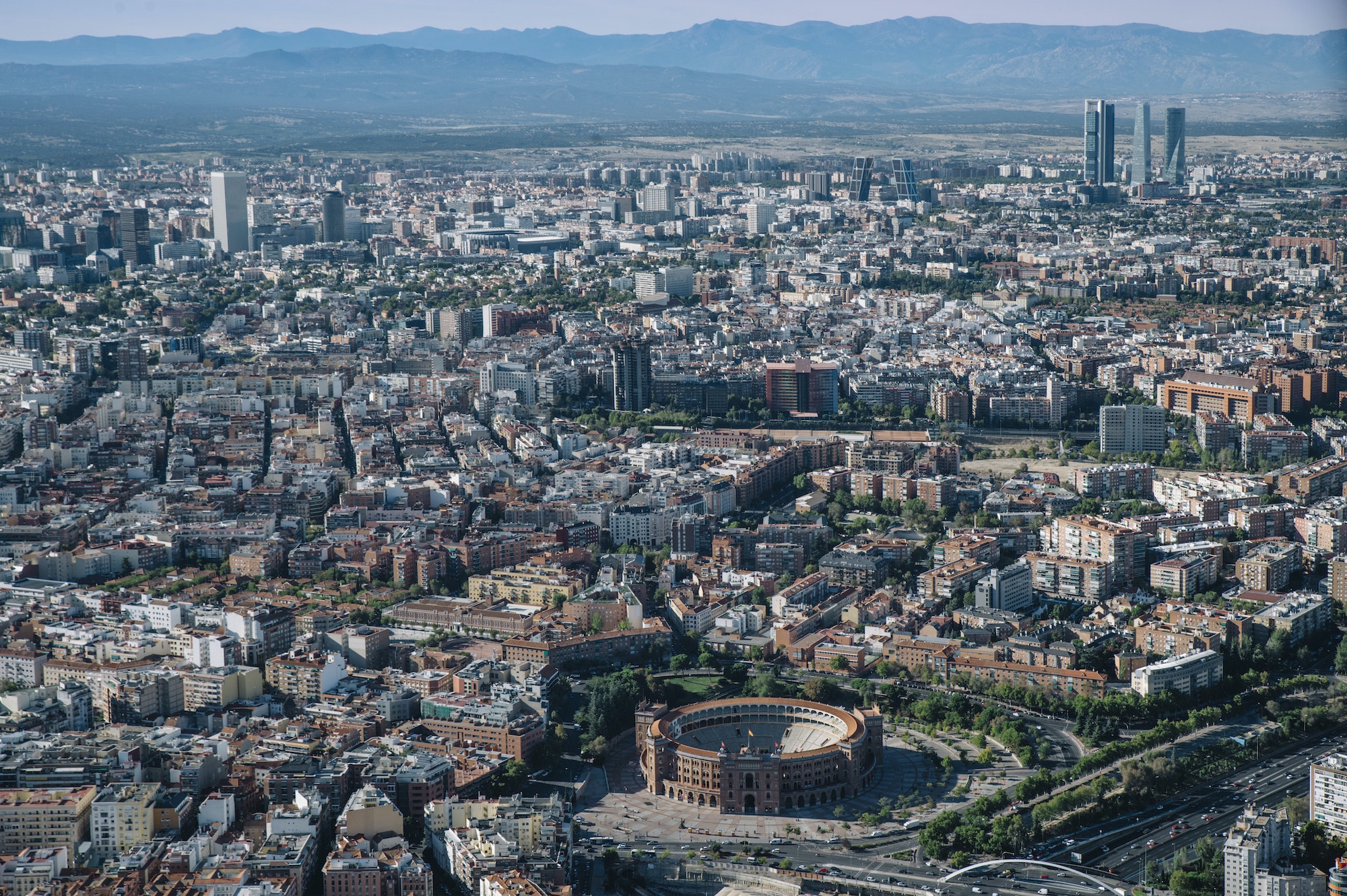 Cityscape skyline view of Madrid
