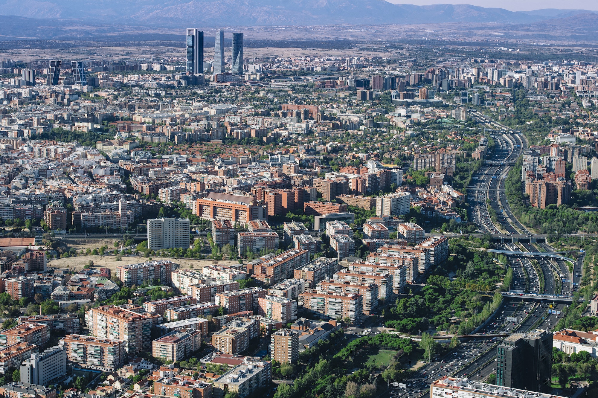 Cityscape skyline view of Madrid