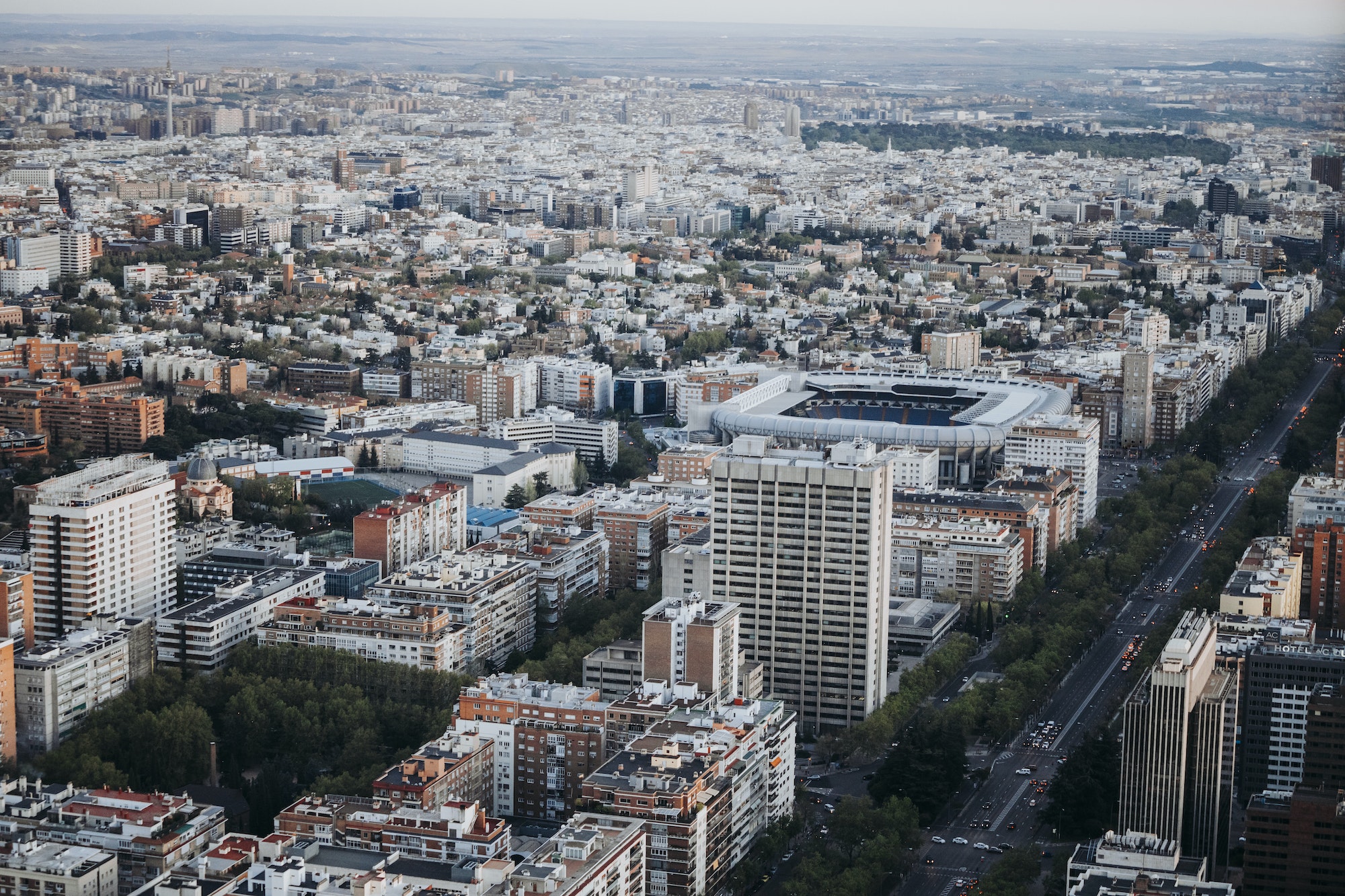 Cityscape skyline view of Madrid