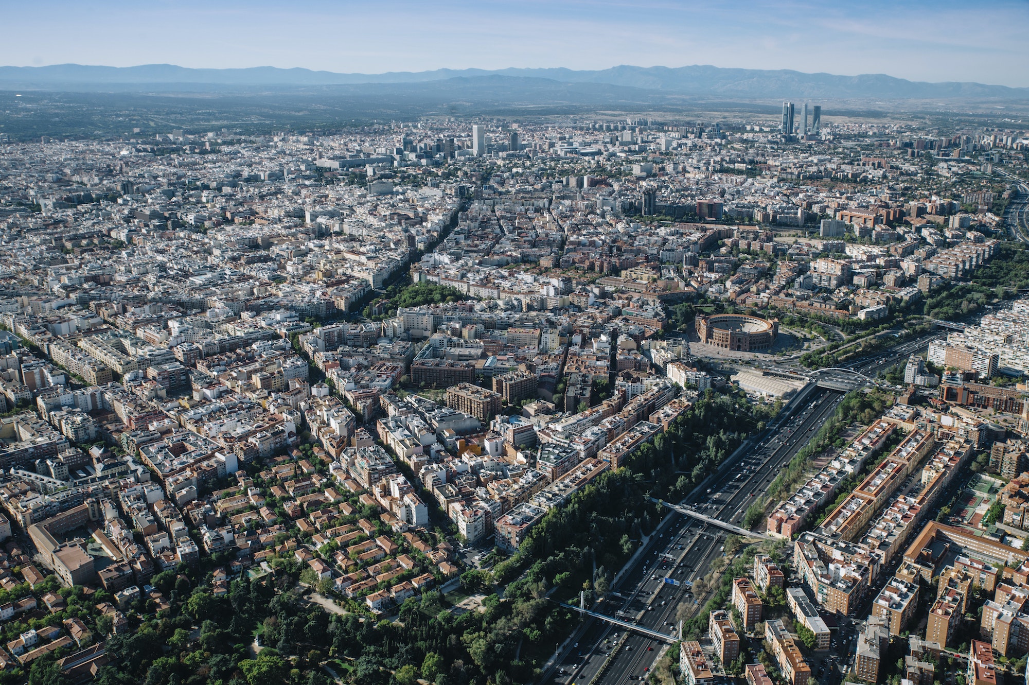 Cityscape skyline view of Madrid