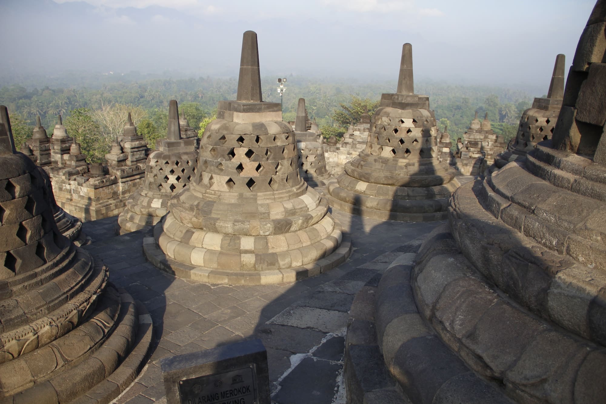 Detail of The bells of the Borobudur temple. Indonesia