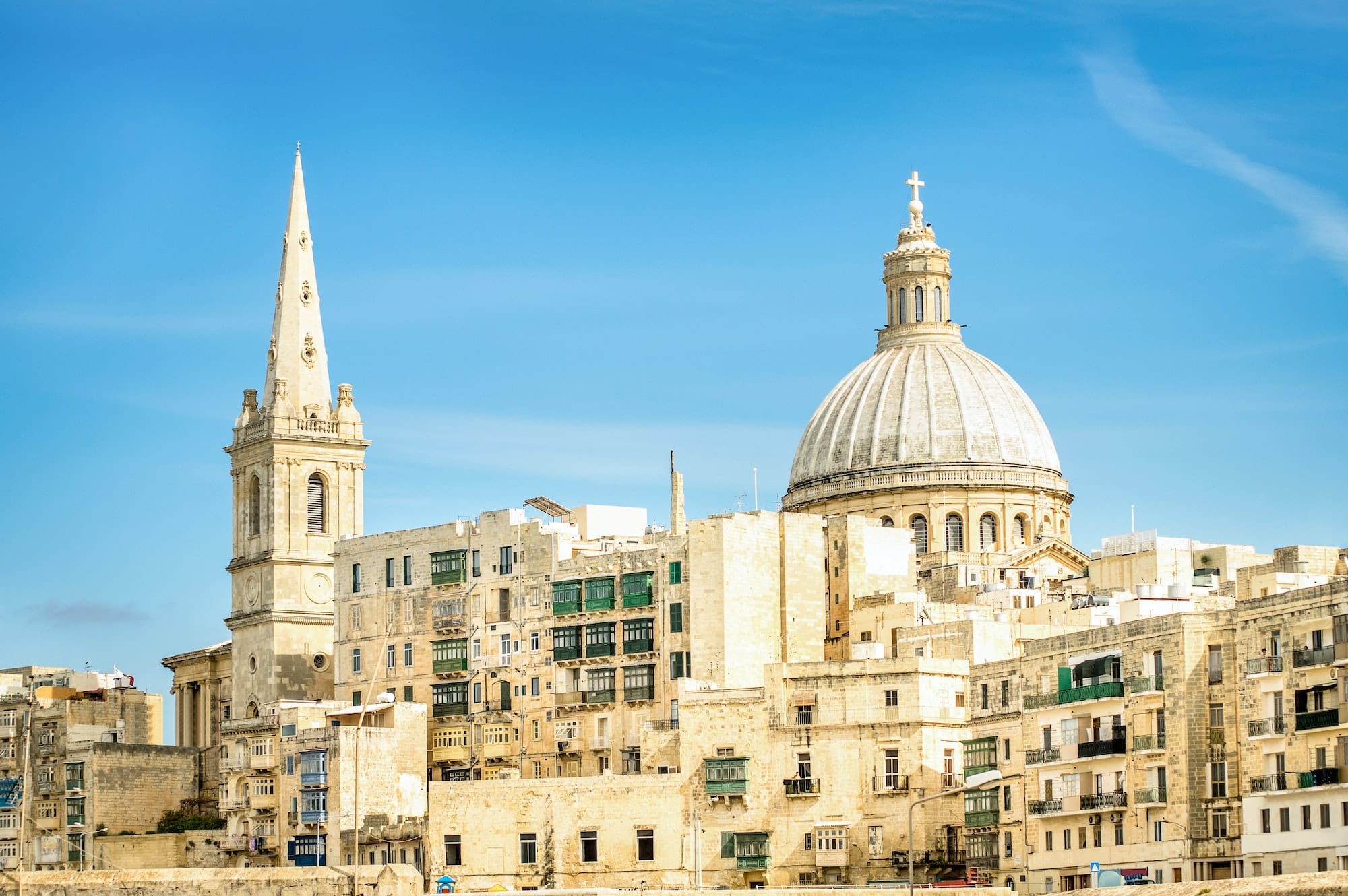 Detail postcard of old town La Valletta