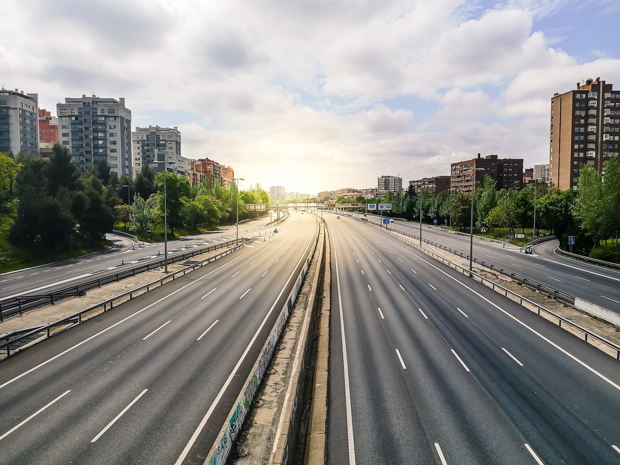 Empty M30 Highway in Madrid