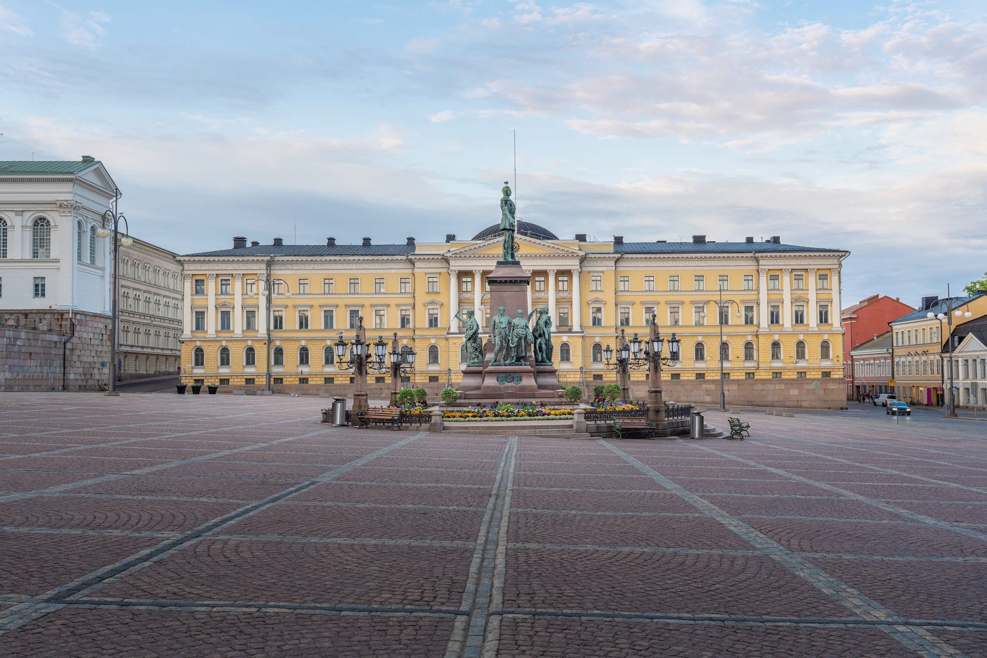Government Palace at Senate Square with Statue of Alexander II - Helsinki, Finland