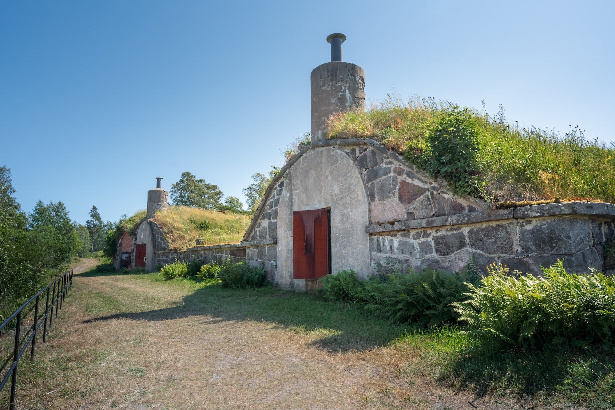 Gun Battery buildings in Kuninkaansaari Island near Vallisaari - Helsinki, Finland