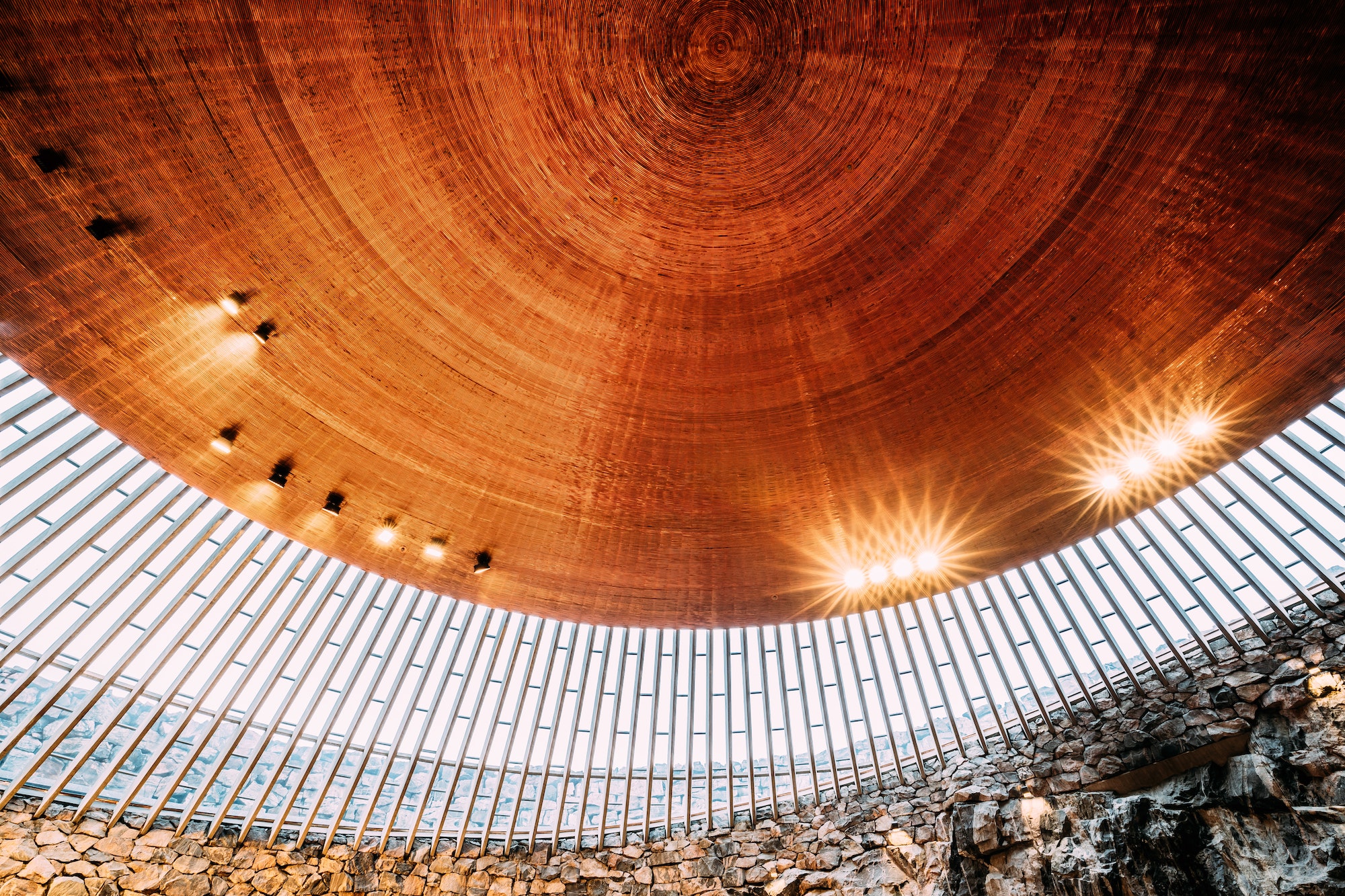 Helsinki, Finland. Interior Of Lutheran Temppeliaukio Church Als