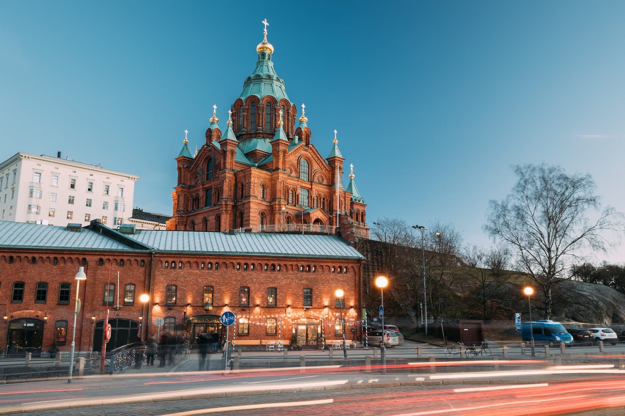 Helsinki, Finland. Uspenski Cathedral In Evening Illuminations L
