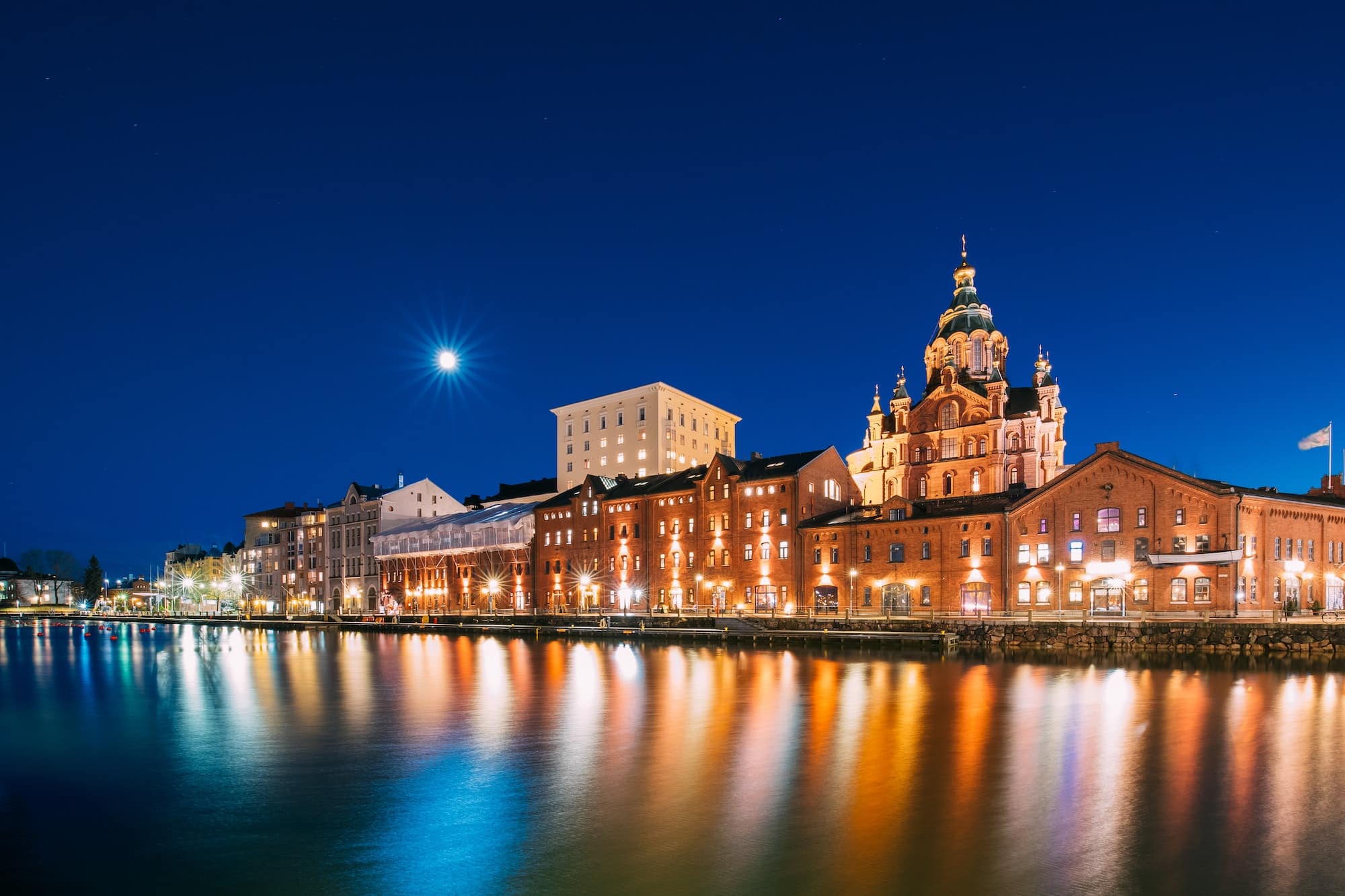 Helsinki, Finland. View Of Kanavaranta Street With Uspenski Cath