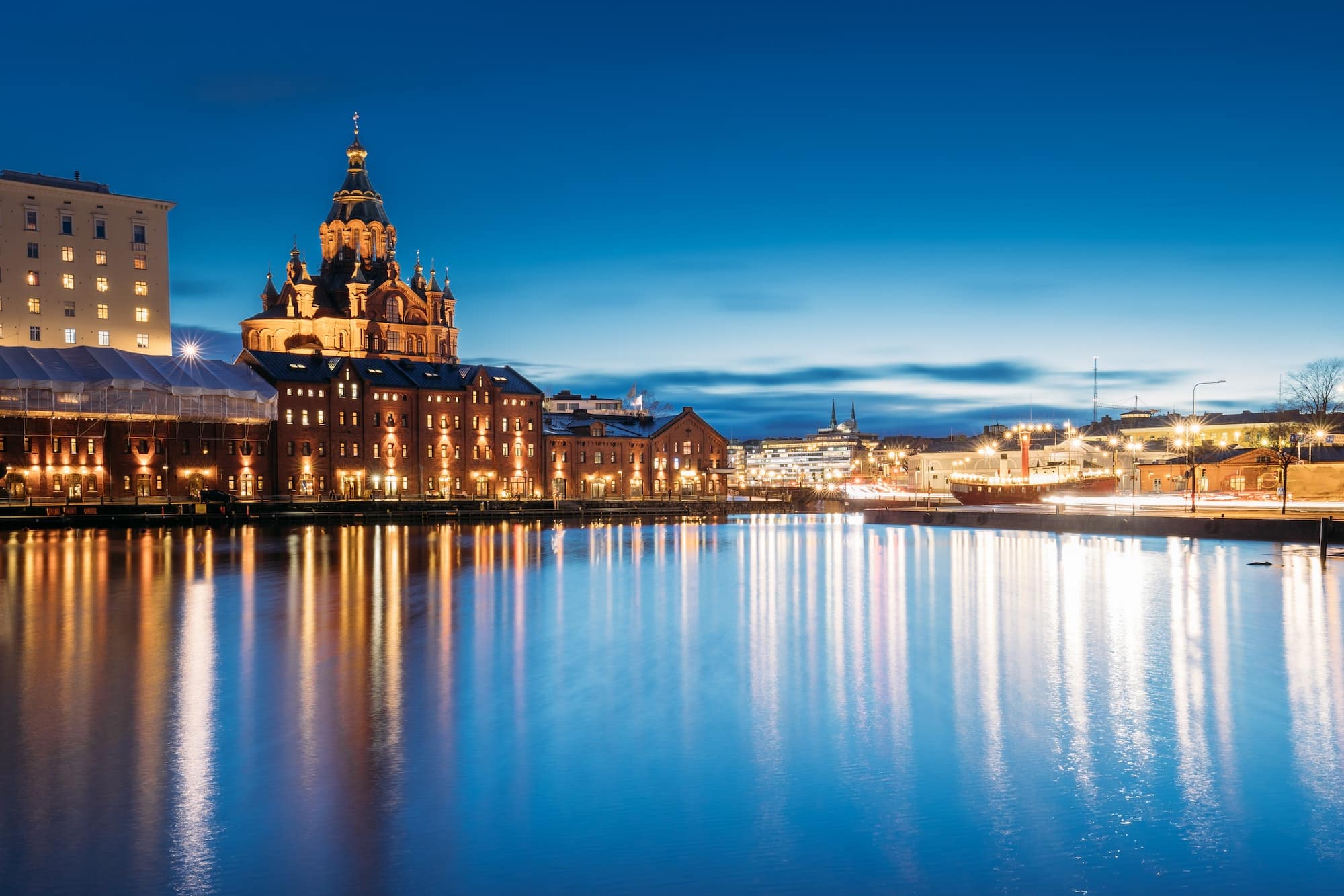 Helsinki, Finland. View Of Kanavaranta Street With Uspenski Cath