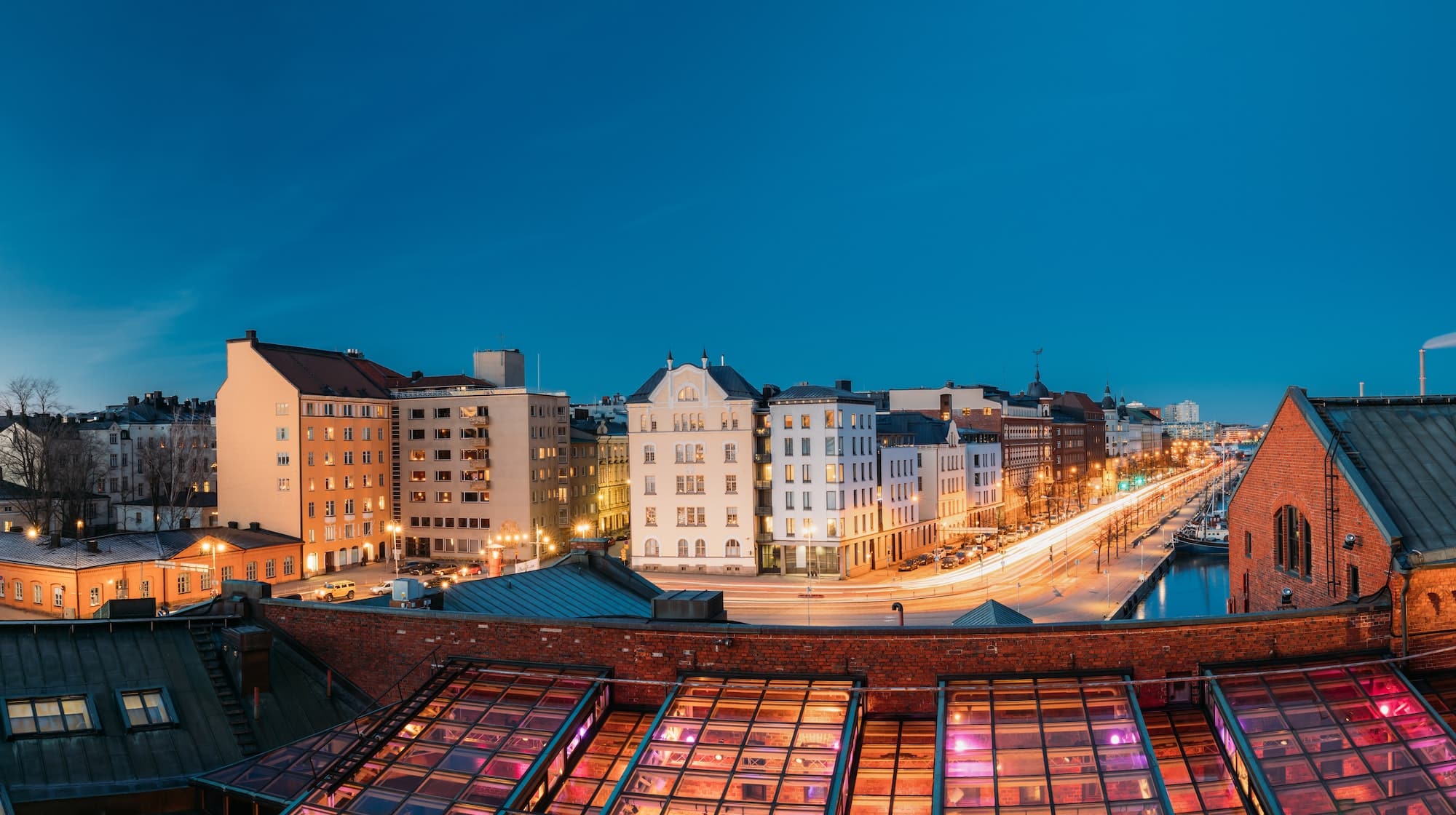 Helsinki, Finland. View Of Pohjoisranta Street And Redone Old Bu