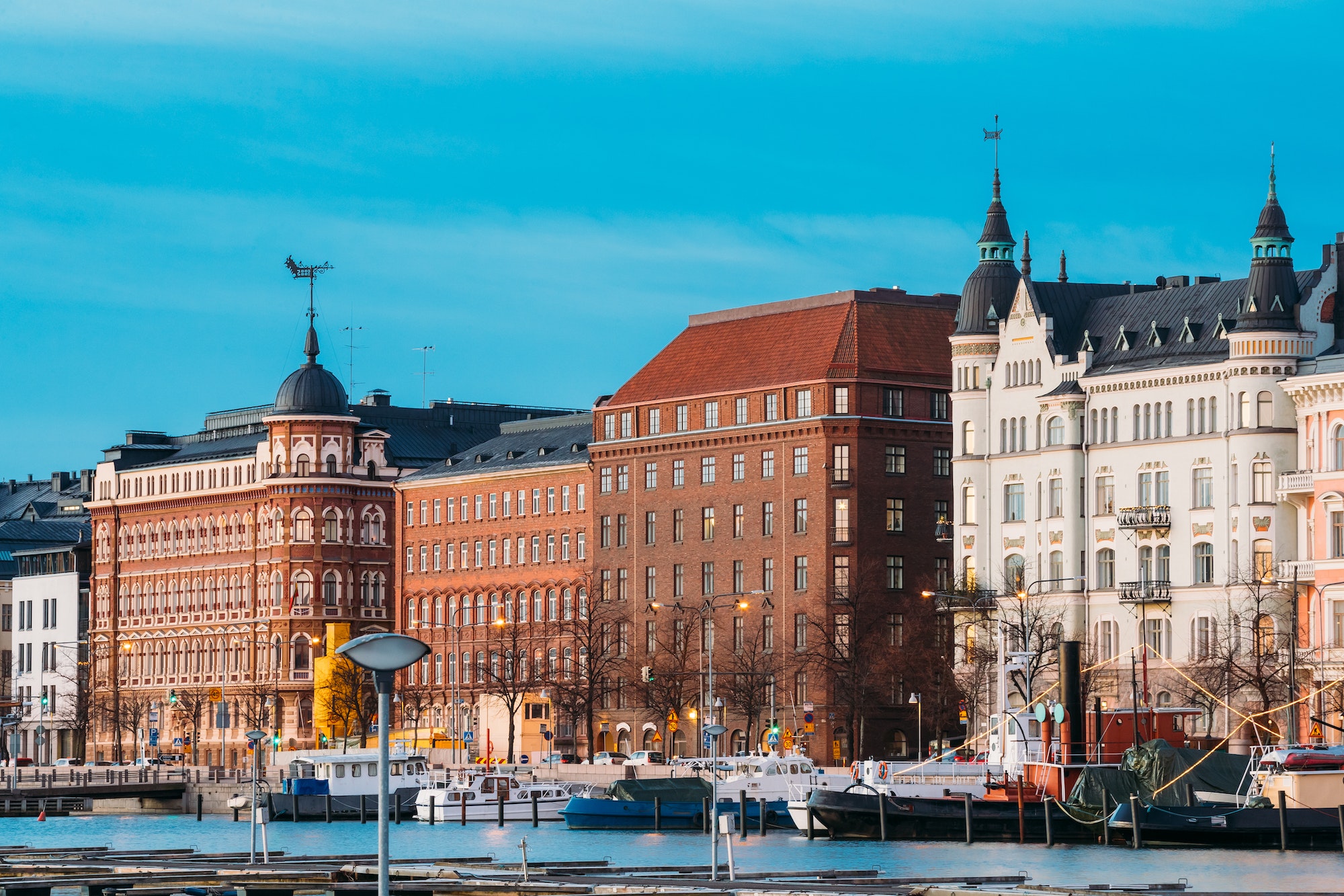 Helsinki, Finland. View Of Pohjoisranta Street