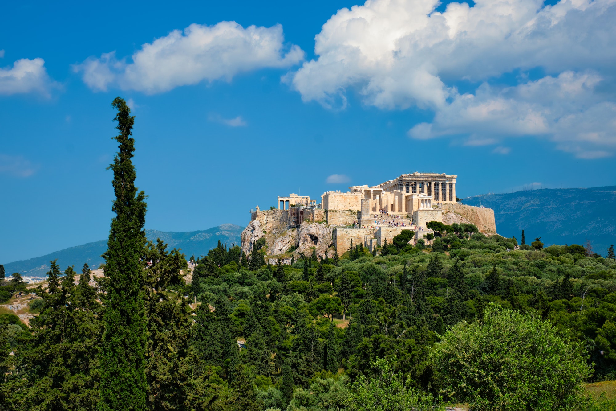 Iconic Parthenon Temple at the Acropolis of Athens, Greece