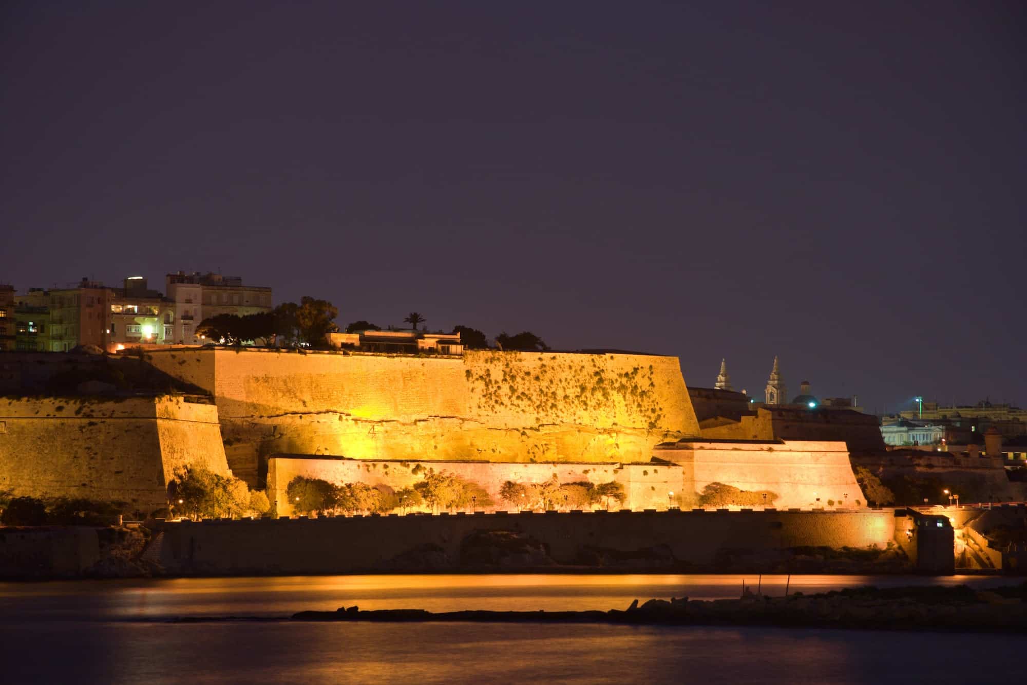 Illuminated Walls Of Valletta, Malta