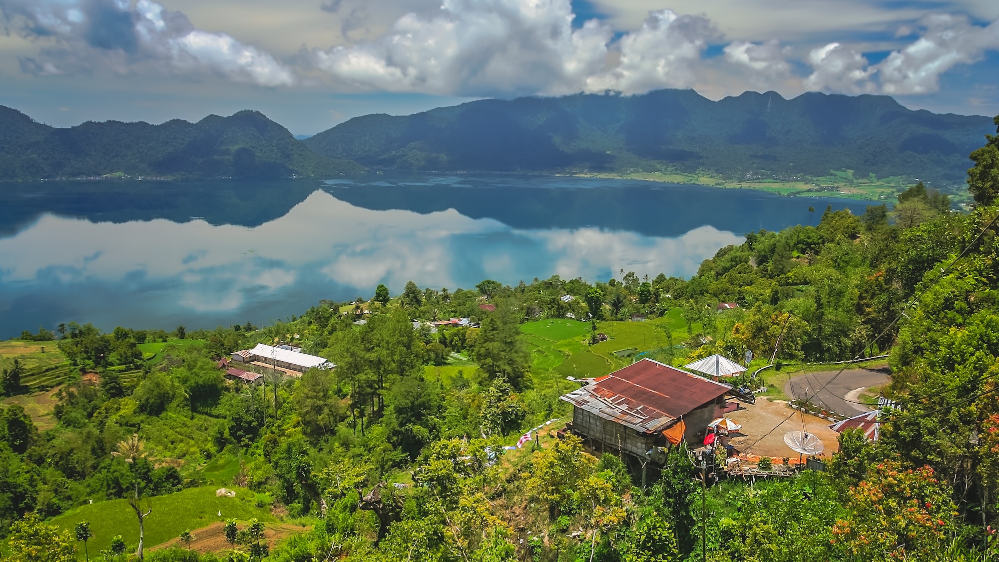 Indonesian home above volcanic Lake Maninjao
