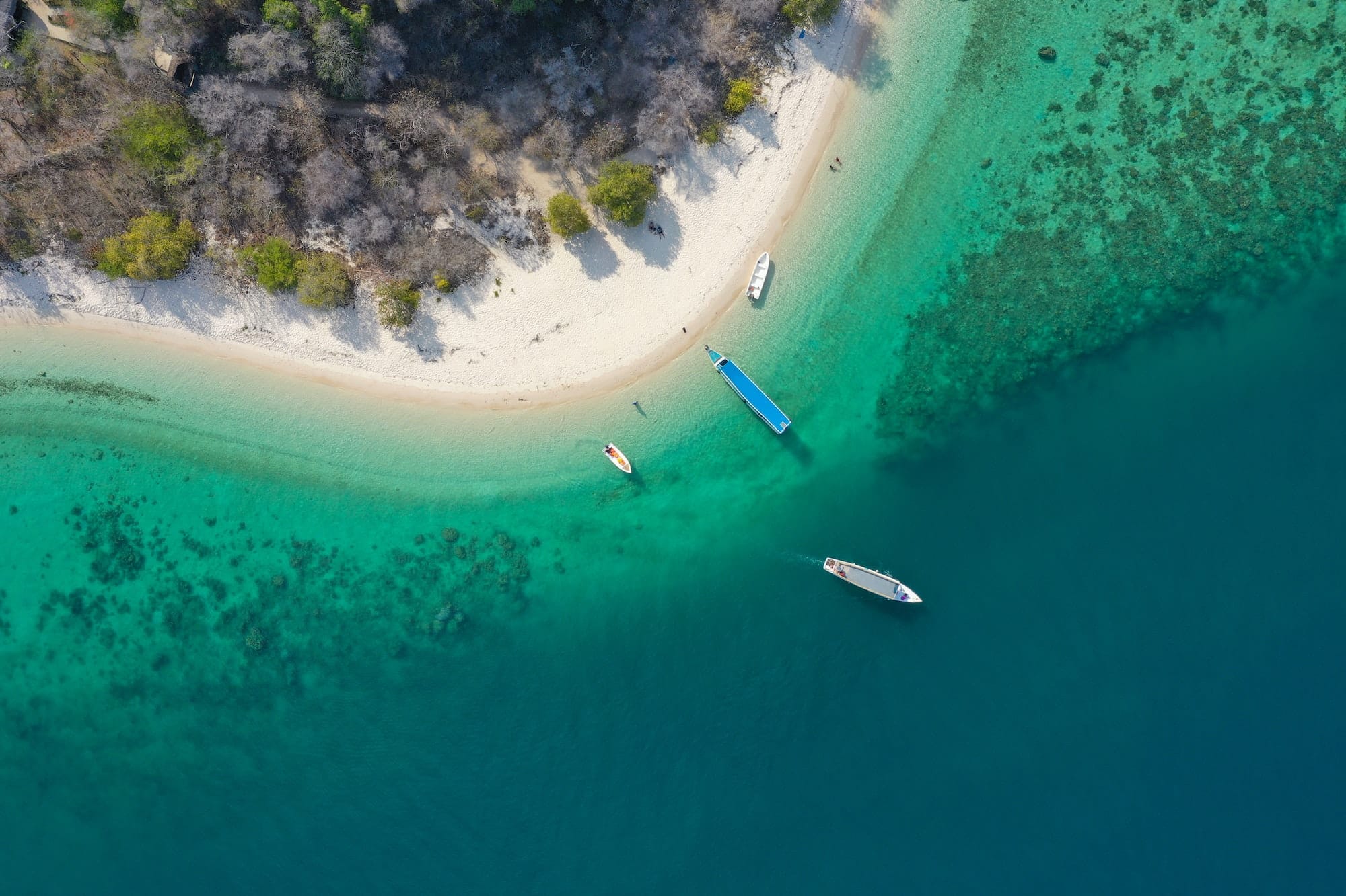 Island with boats at Labuan Bajo Indonesia