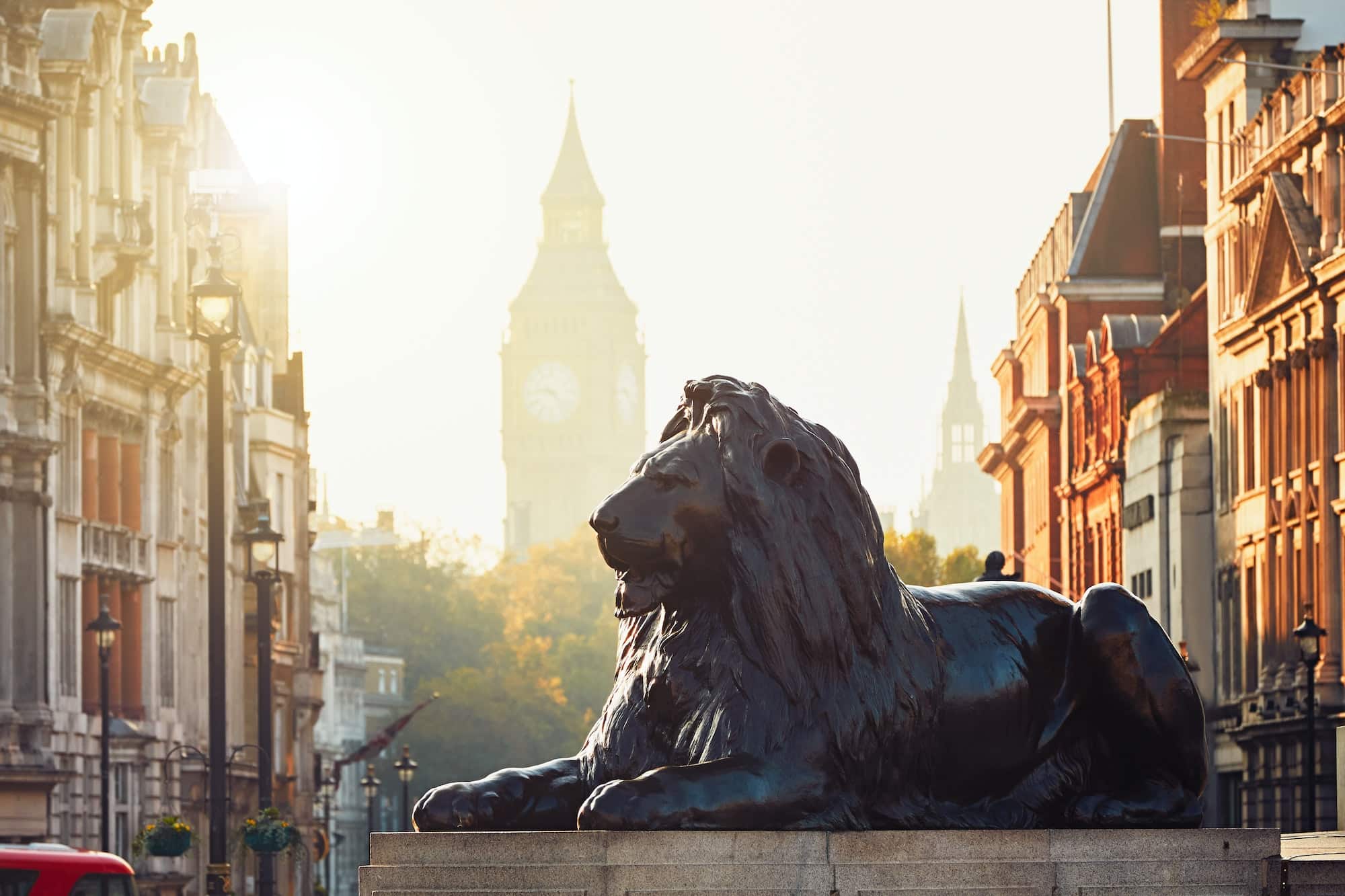 London street at the sunrise