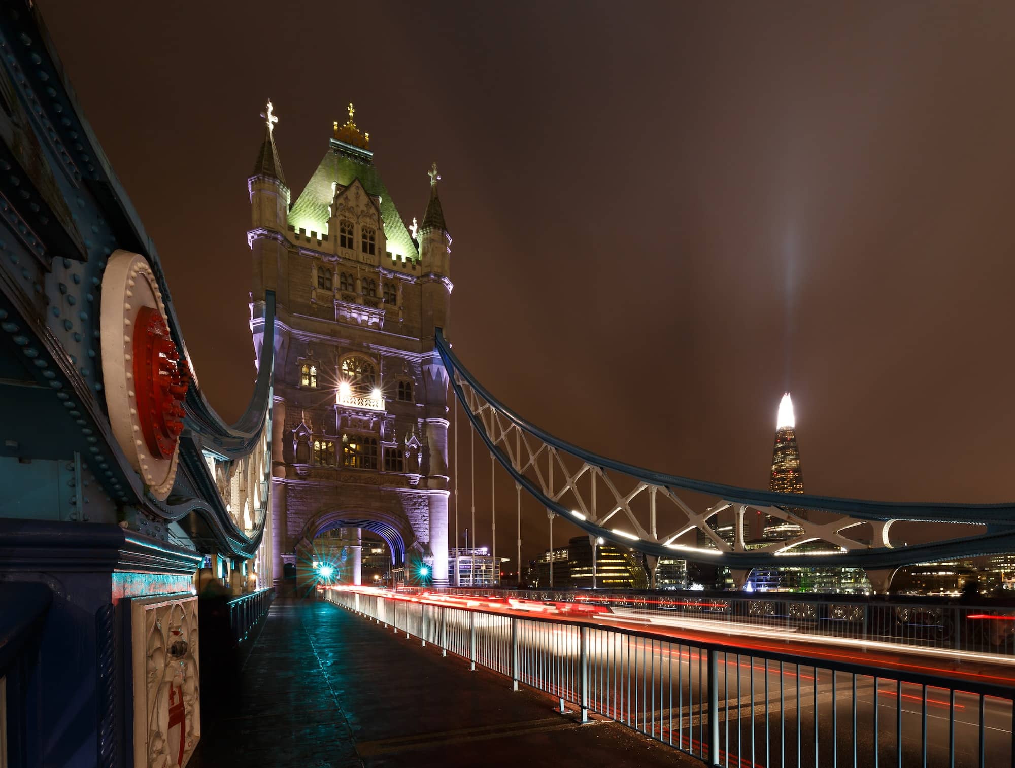 London Tower Bridge and the Shard with Holidays Lights