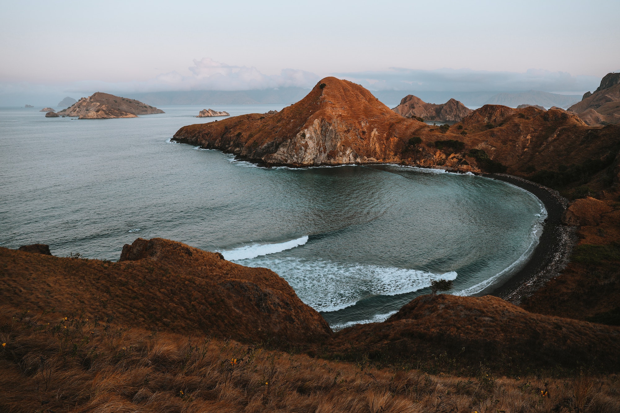 Magnificent view of coast at Padar Island Indonesia