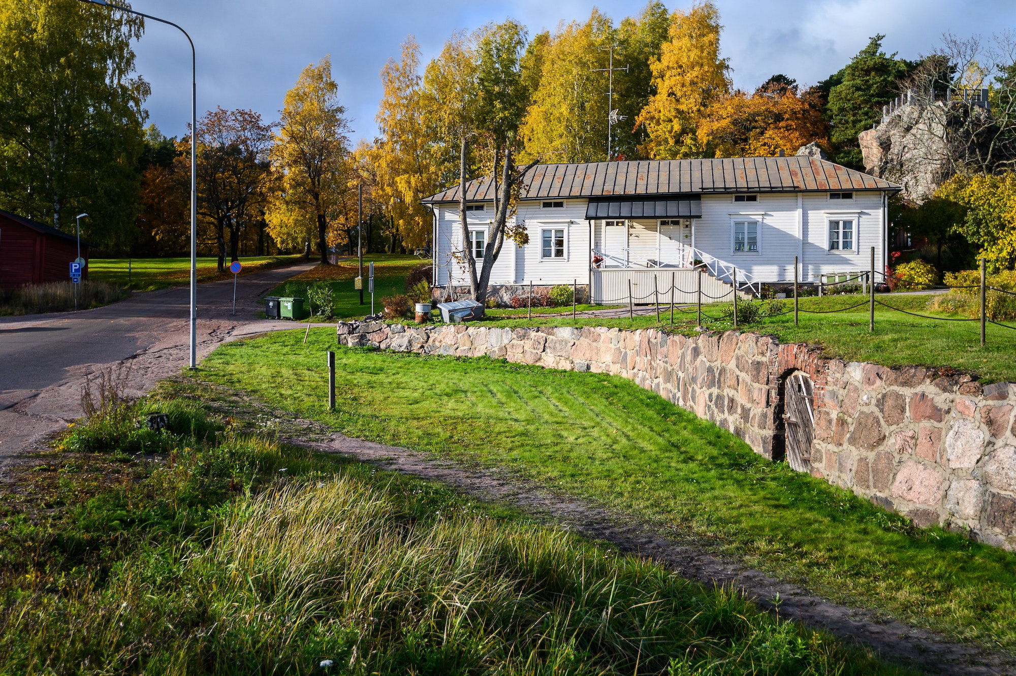 Old House with nice garden in autumn. Suburb of Helsinki, Finland.