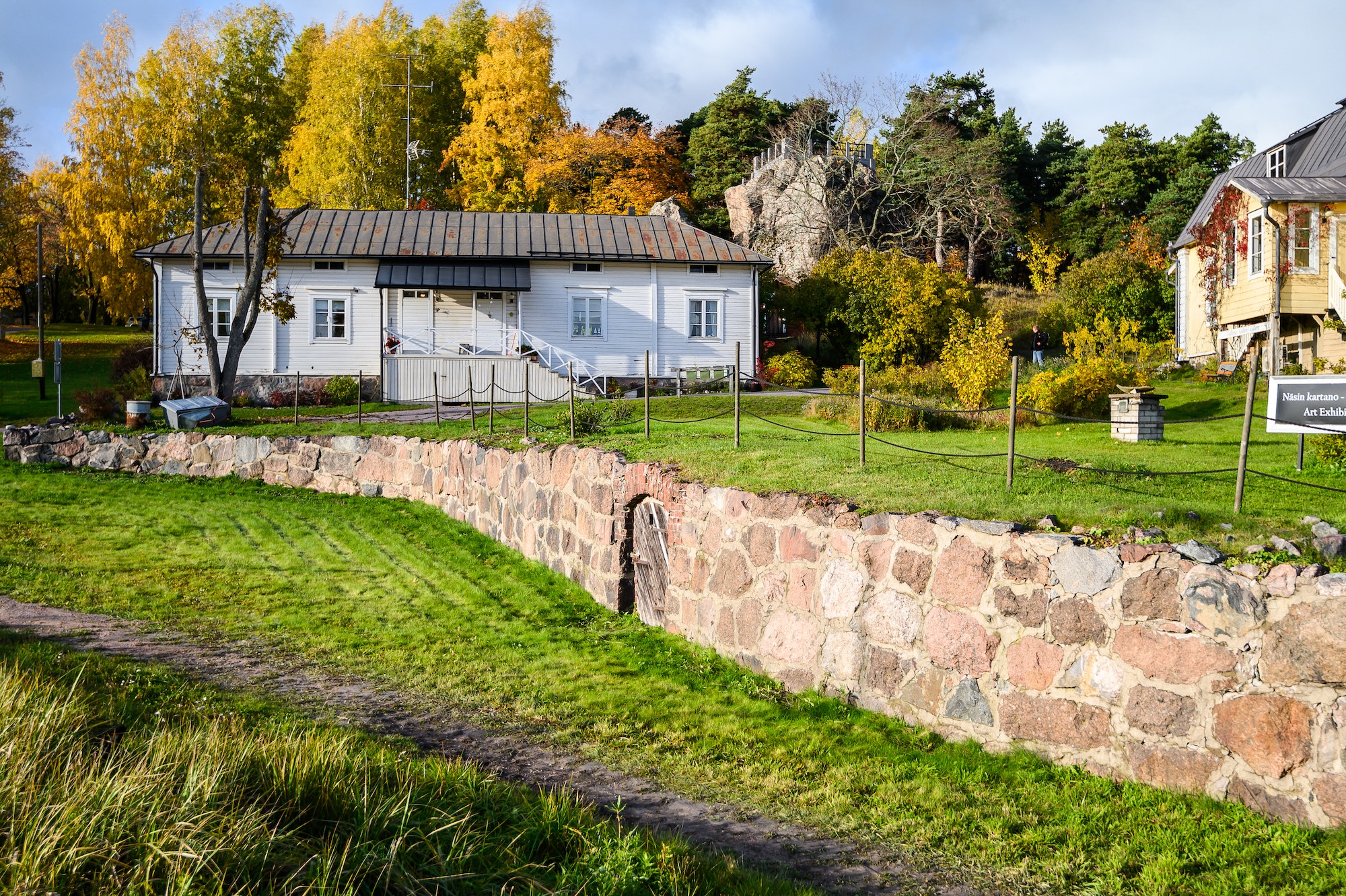 Old House with nice garden in autumn. Suburb of Helsinki, Finland.