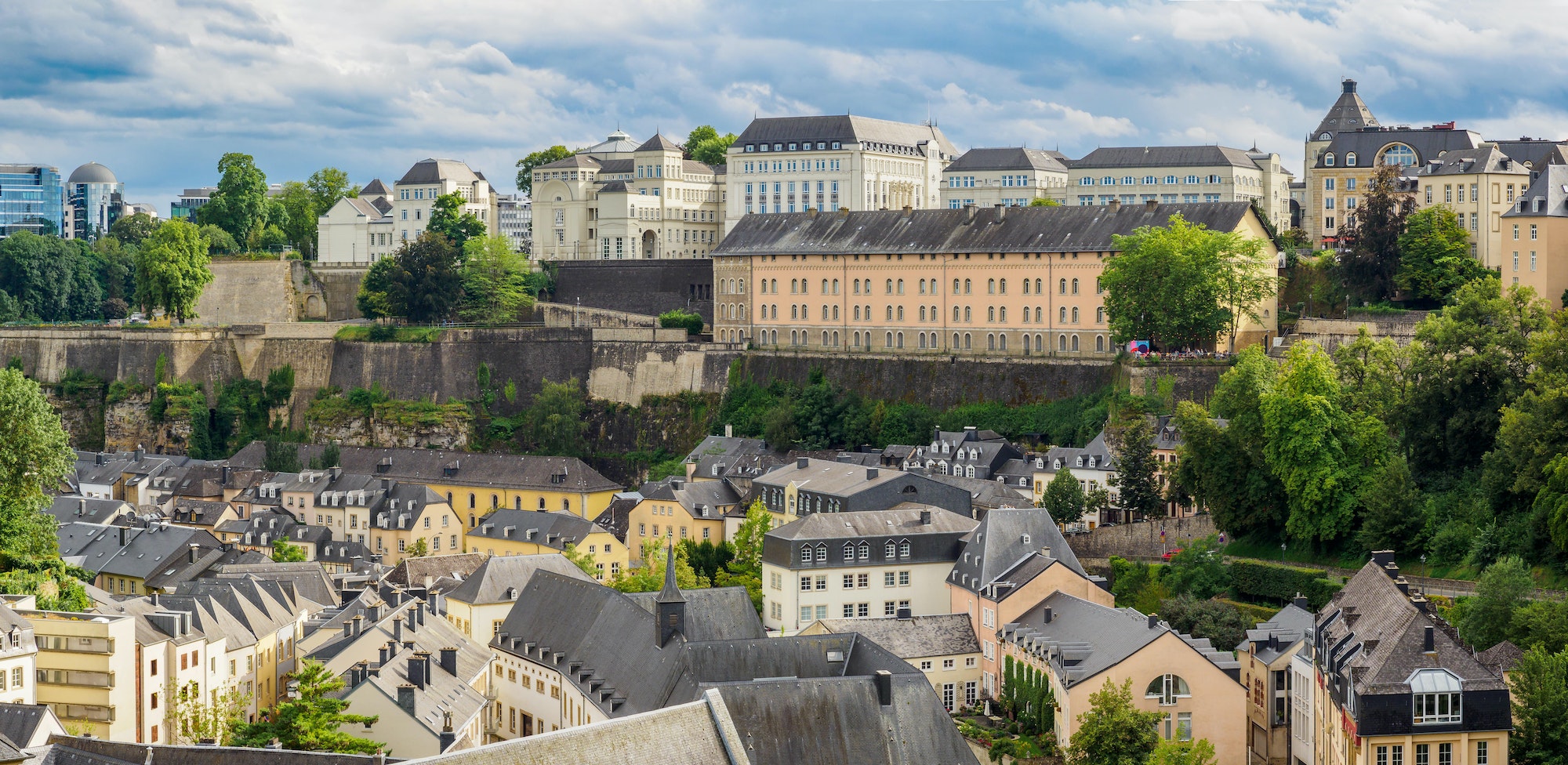Panorama of Luxemburg (Balcony of Europe, Neumunster Abbey). Luxembourg. Luxembourg.