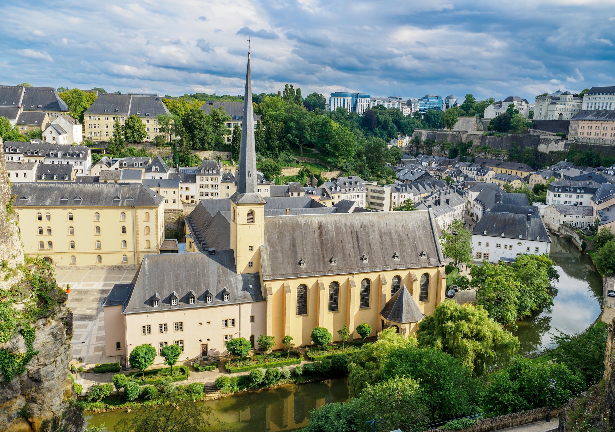 Panorama of Luxemburg (Balcony of Europe, Neumunster Abbey). Luxembourg. Luxembourg.