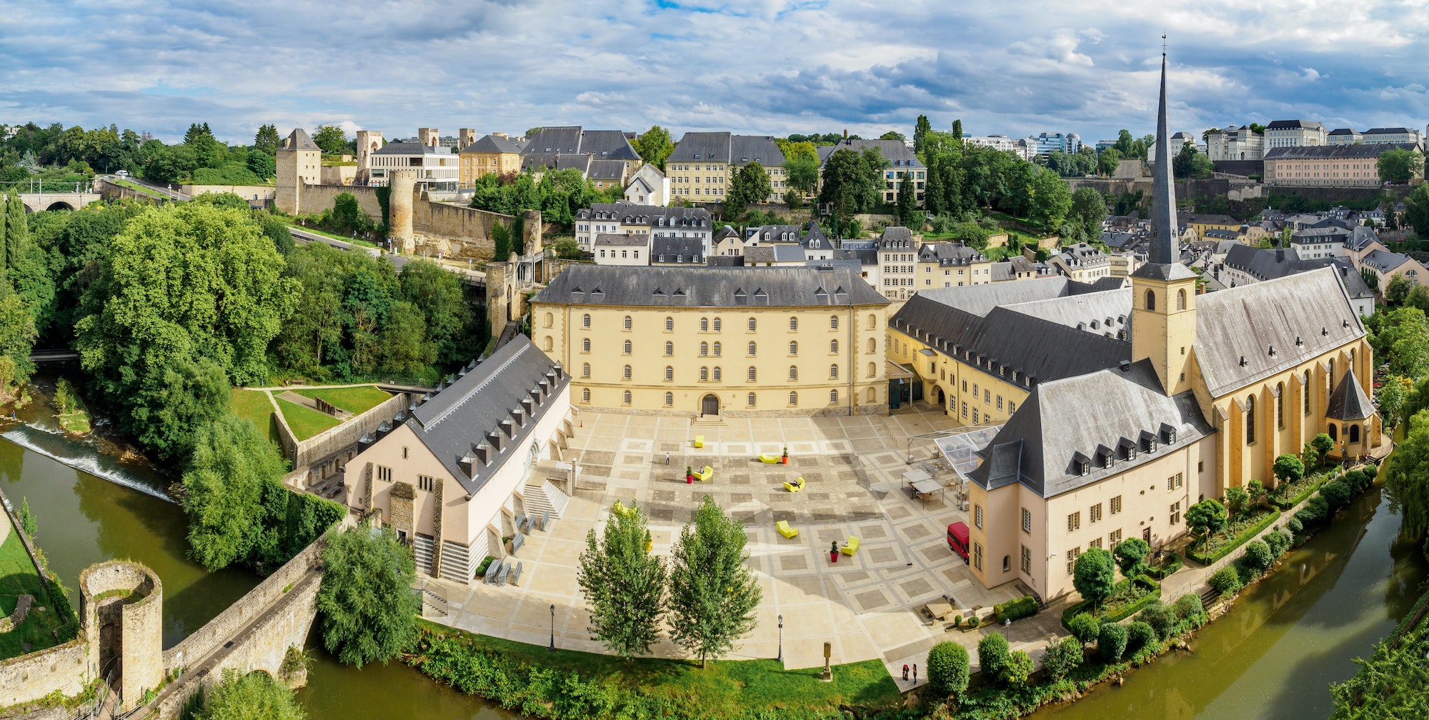 Panorama of Luxemburg (Balcony of Europe, Neumunster Abbey). Luxembourg. Luxembourg.