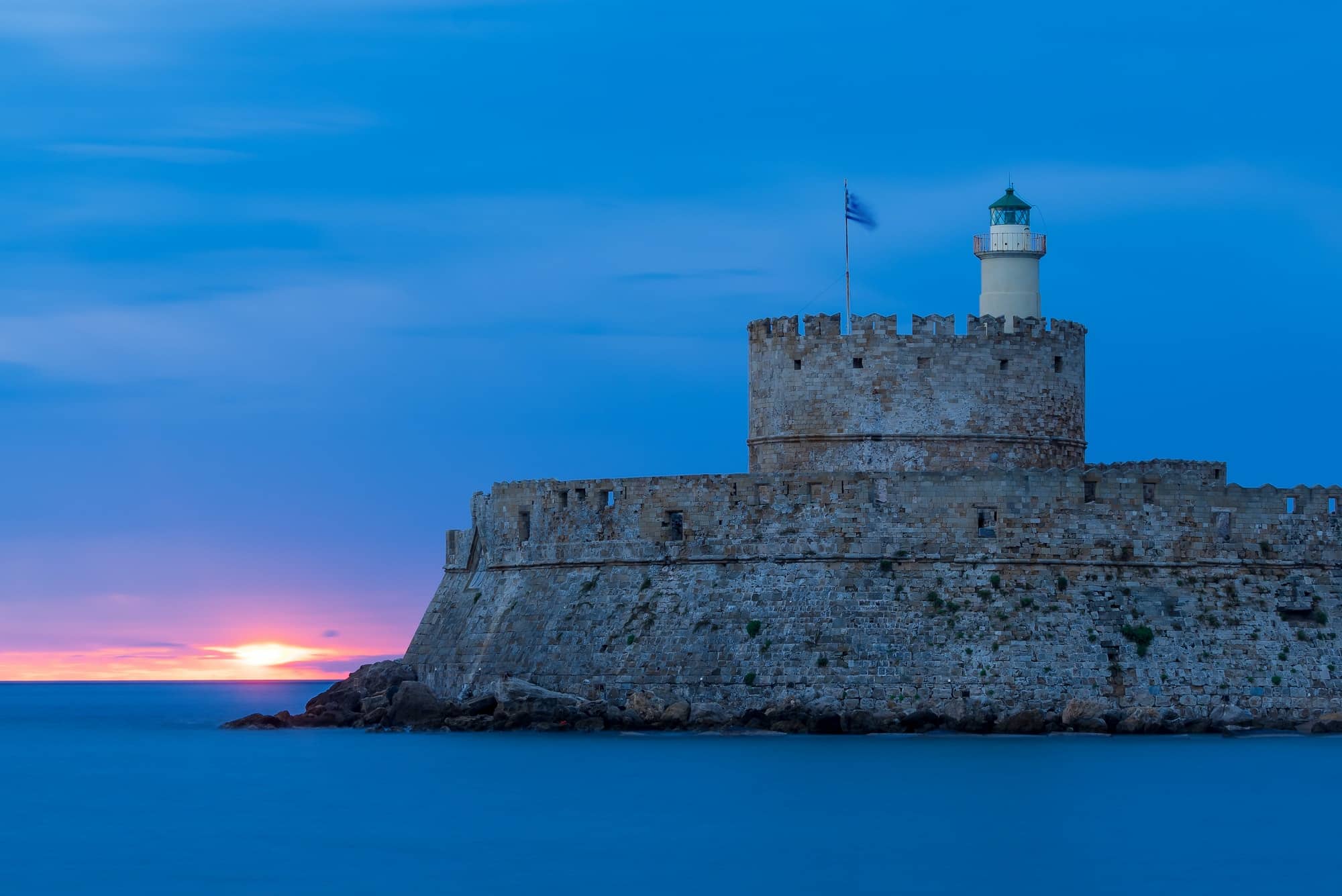 Rhodes island in Greece at sunrise