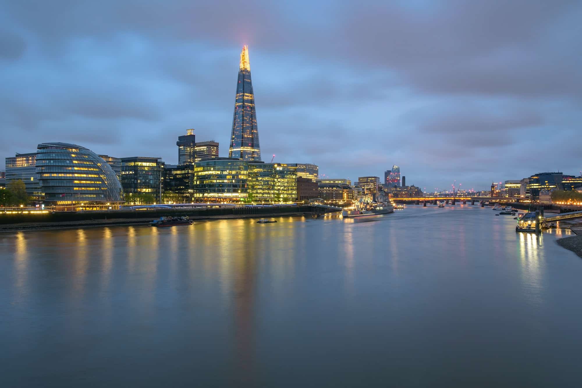 River Thames in London at dusk