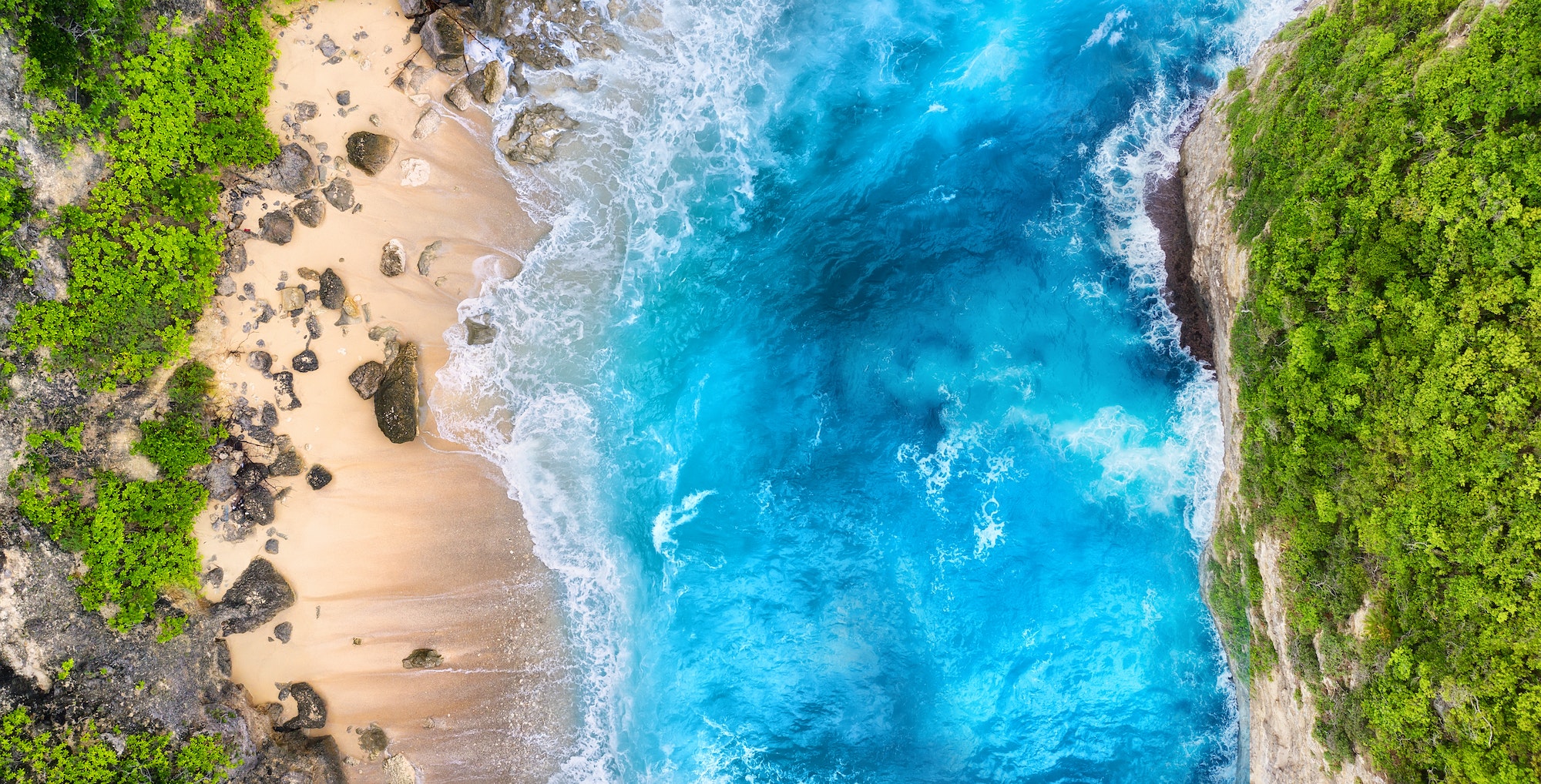 Seascape from the air in the Indonesia.