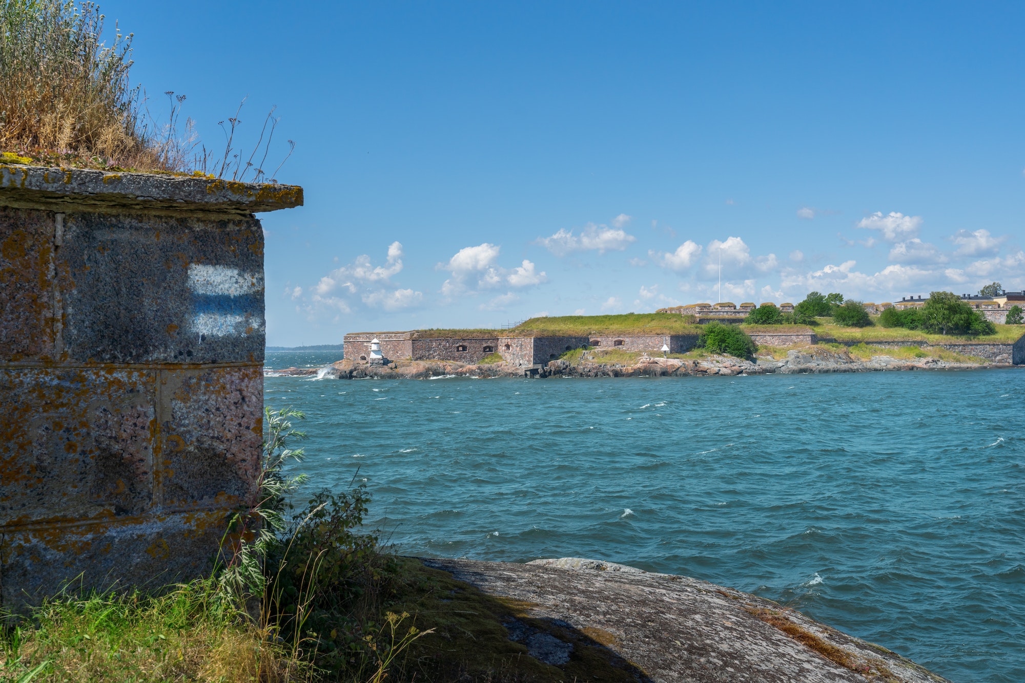 Suomenlinna Fortress and Kustaanmiekka Island view from Vallisaari Island - Helsinki, Finland