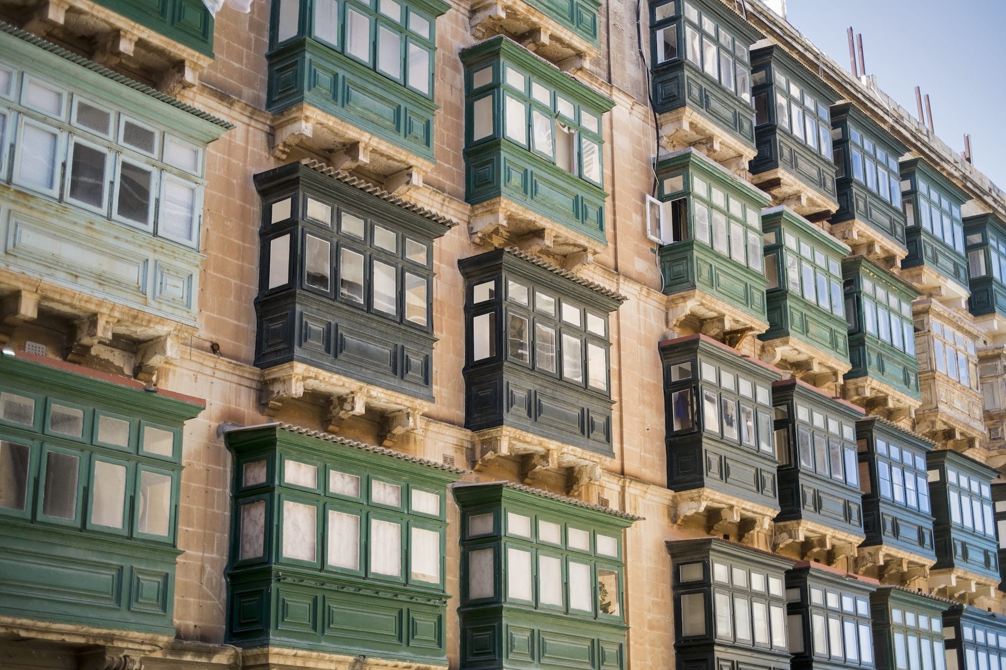 Typical balconies, Valletta, Malta