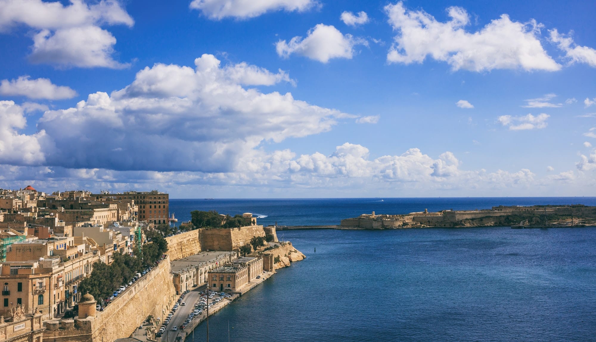 Valletta, Malta. Grand harbor entrance, view from Upper Barrakka Gardens
