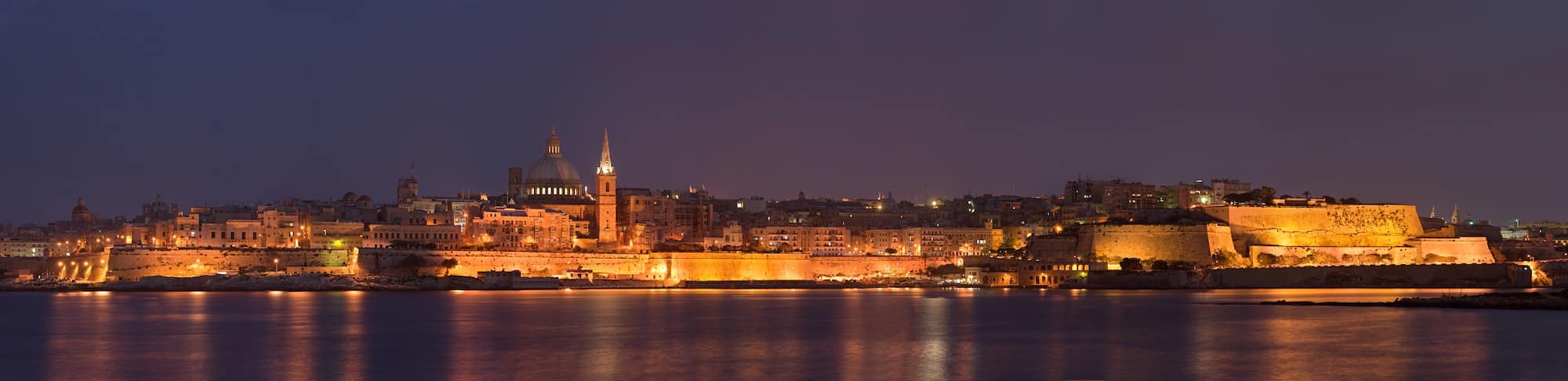Valletta Panorama At Night, Malta